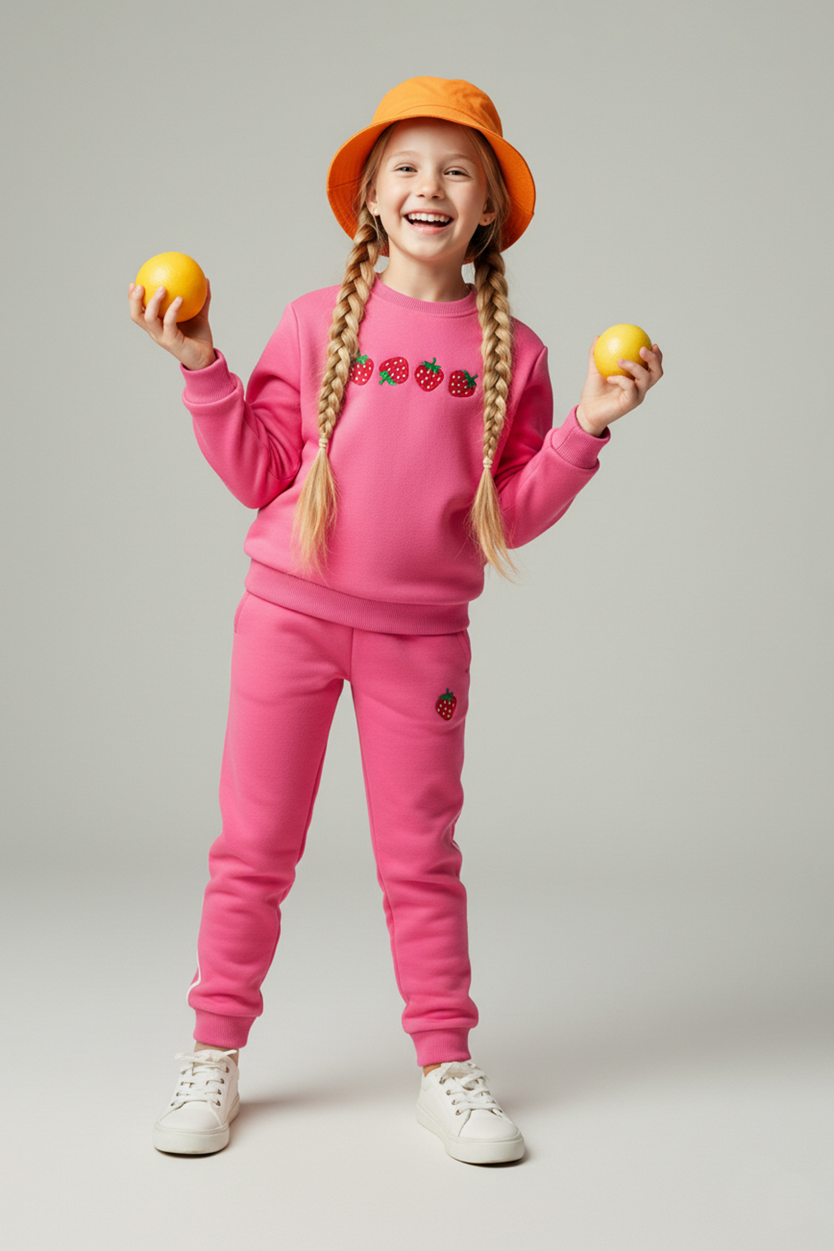 TRENDYOLKIDS Dunkelrosa bedrucktes Strickoberteil mit Rundhalsausschnitt für ...