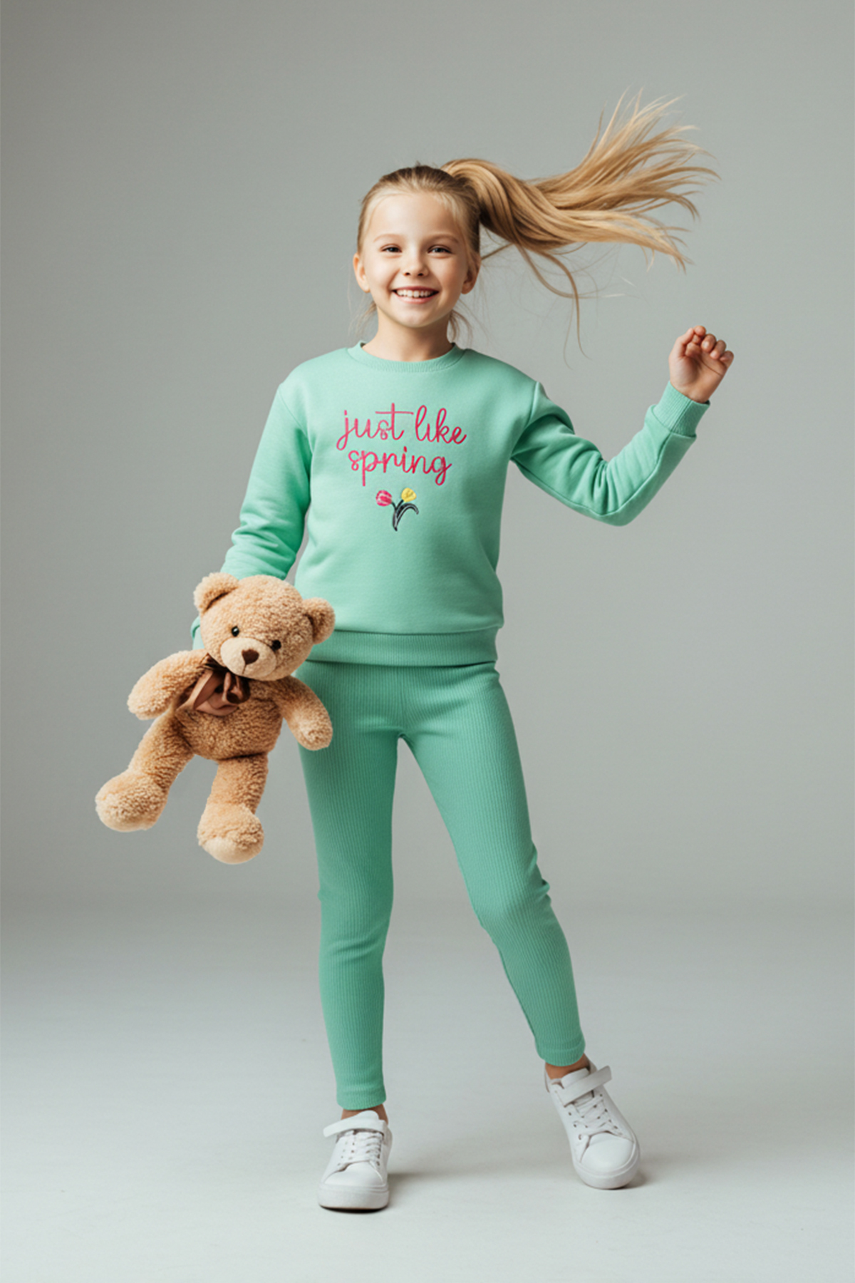 Trendyolmilla Kids Mint Baskılı Regular Kız Çocuk Örme Alt - Üst Takım TKDAW26AU00053