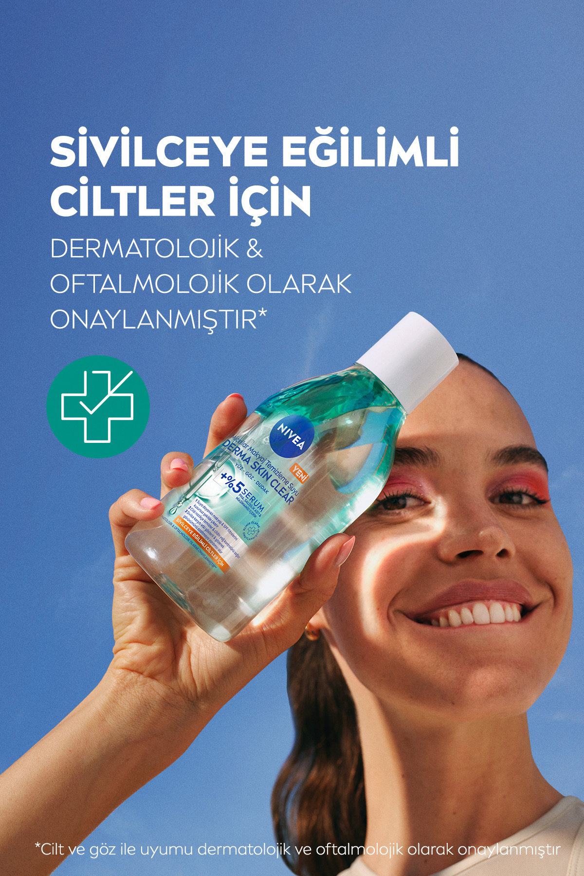 SPF50+ Derma Skin Clear Karşıtı Güneş Koruyucu Krem 40ml ve Makyaj Temizleme Suyu, Pamuk Hediyeli — SET.NVE.1259 — تصویر 9 از 9