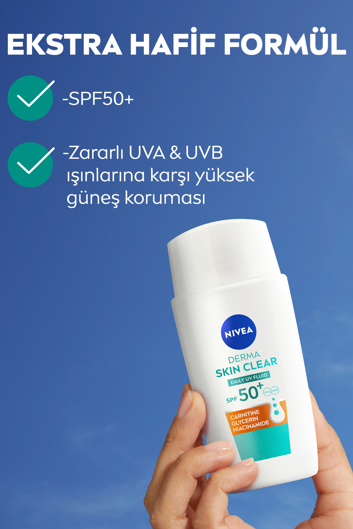 SPF50+ Derma Skin Clear Karşıtı Güneş Koruyucu Krem 40ml ve Makyaj Temizleme Suyu, Pamuk Hediyeli — SET.NVE.1259 — تصویر 5 از 9