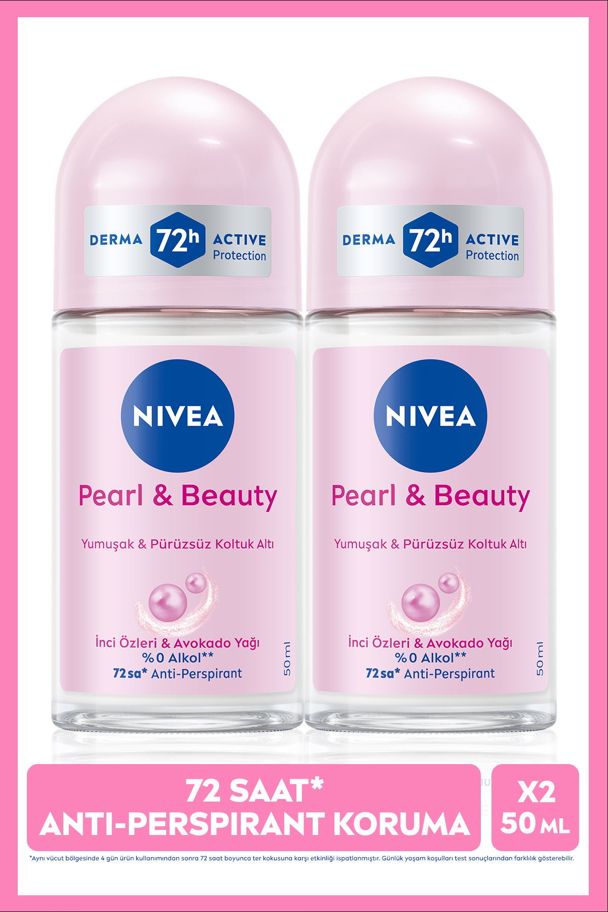 NIVEA Kadın Roll-on Deodorant Pearl&Beauty 50ml, 72 Saat Anti Perspirant, X2 Adet, Avantajlı Paket