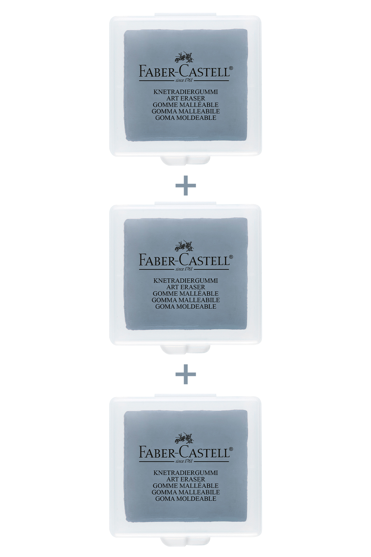 Faber Castell 3'lü Set, Hamur Silgi,Art Eraser, Tozsuz Silme, Plastik Kutulu, Sanatsal ve Teknik Kullanım