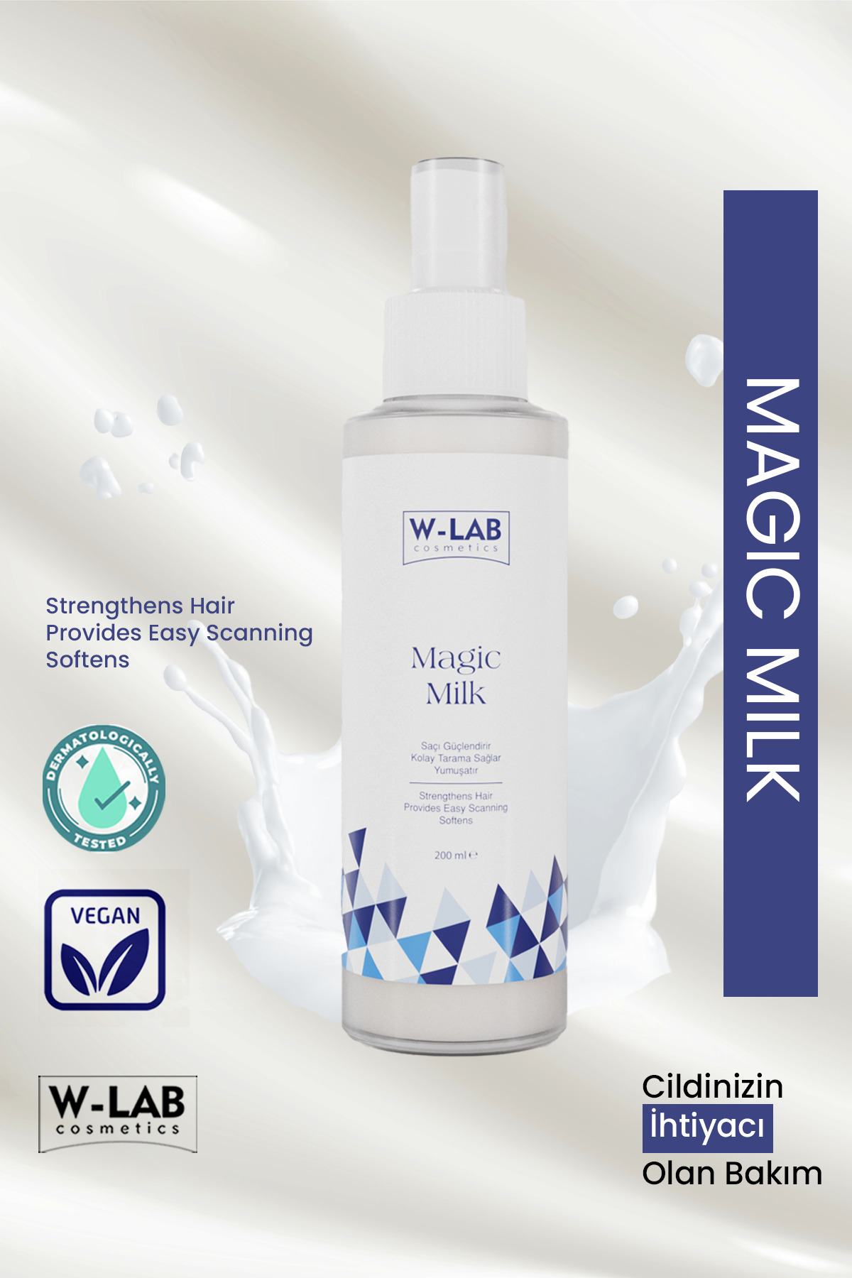 W-Lab Kozmetik Magic Milk Proteinli Saç Bakım Sütü 200 ml