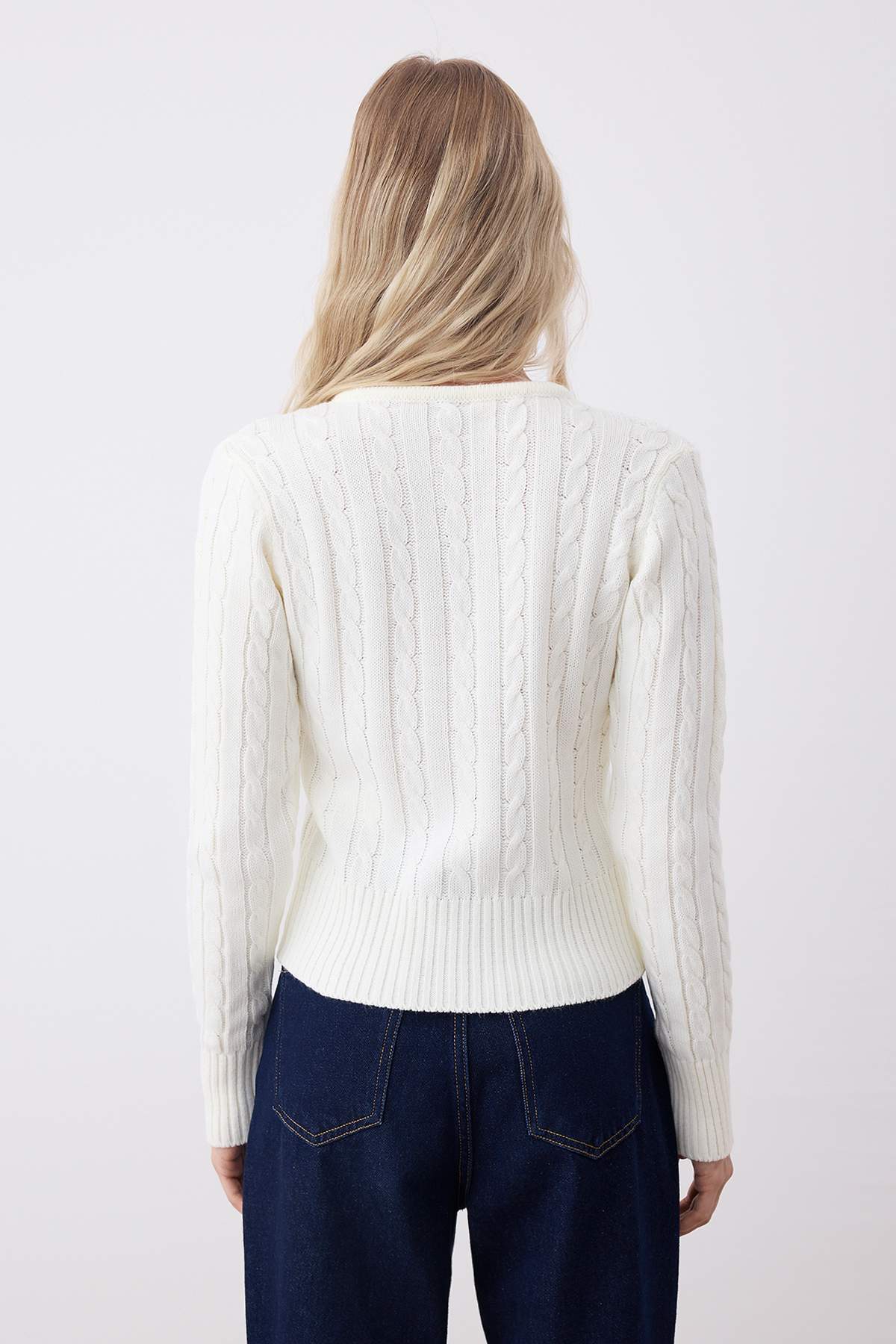 Trendyolmilla  Ekru-Kırmızı 2'li Fitted/Vücuda Oturan İkili Paket Triko Hırka TWOAW26HI00218 - Görsel 7