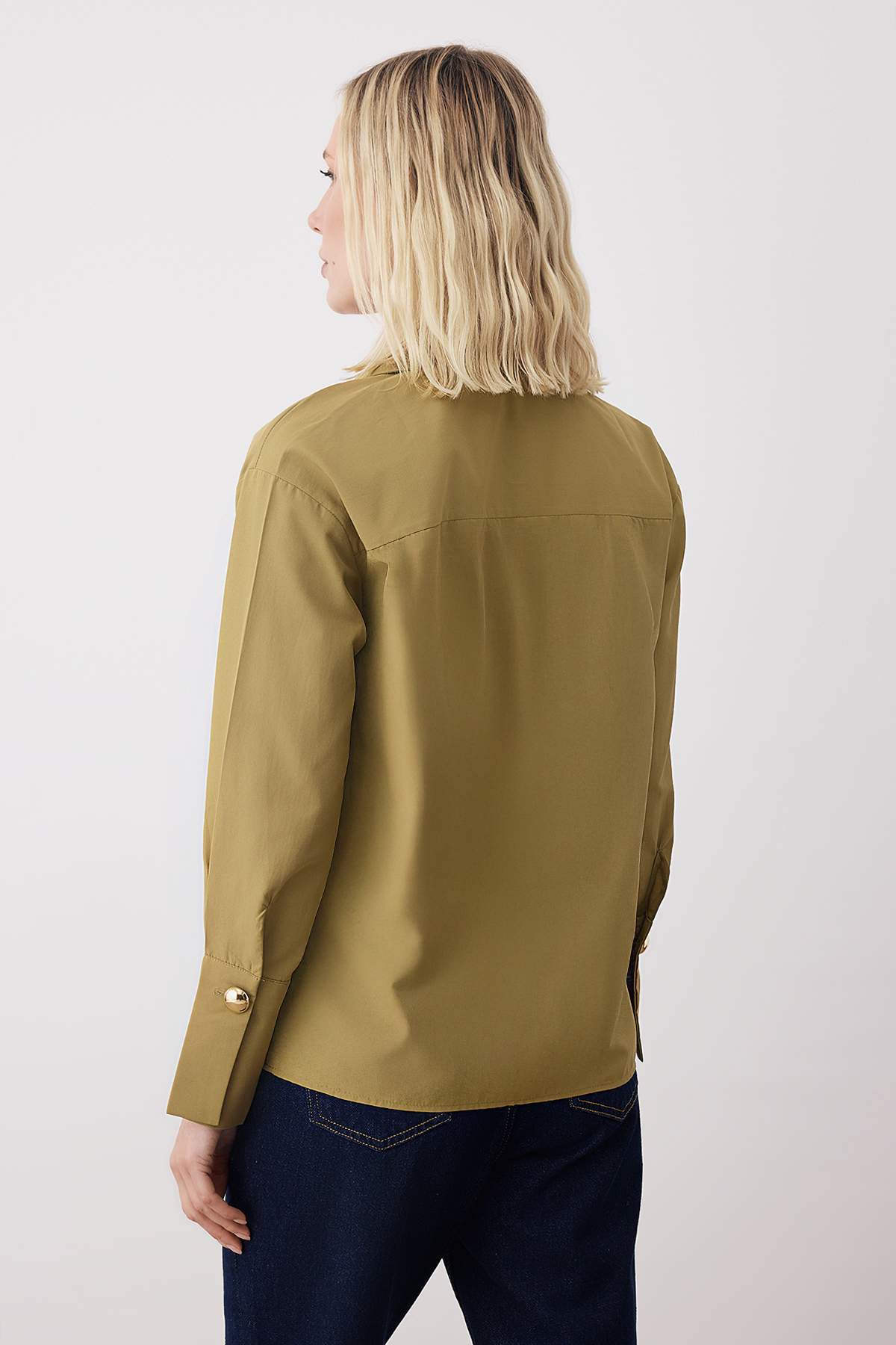 Trendyolmilla  Haki Gold Toka Detaylı Gömlek TWOAW26GO00061 - Görsel 4