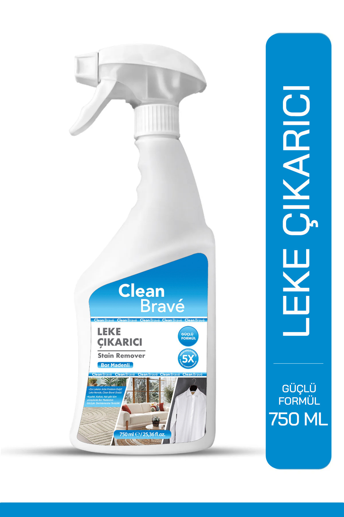 CleanBrave Çamaşır Leke Çıkarıcı Yağ Çay Kahve Kan Çok Amaçlı Halı Koltuk Ultra Güçlü Leke Çıkarıcı Sprey 750ML