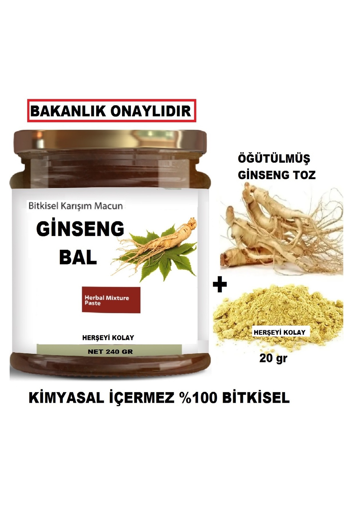 Optiviam Bitkisel Mesir Kadın Erkek Ginseng Atom Kuvvetli 240gr Macunu ve Kırmızı Kore Ginseng Toz 20gr — Happy Bitlsel139 — تصویر 3 از 4