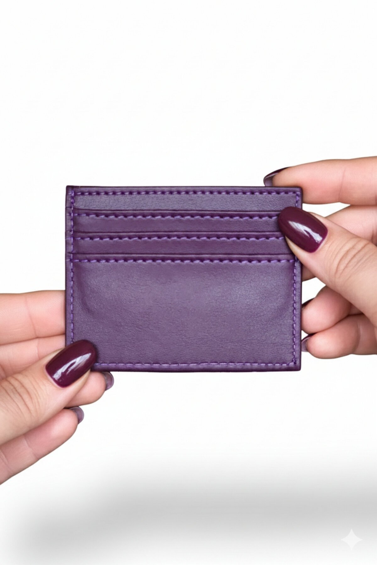 VANİLLA COLLECTİON Unisex Mini Ve İnce Deri Dizme Kartlık Portföy Mürdüm görsel 5