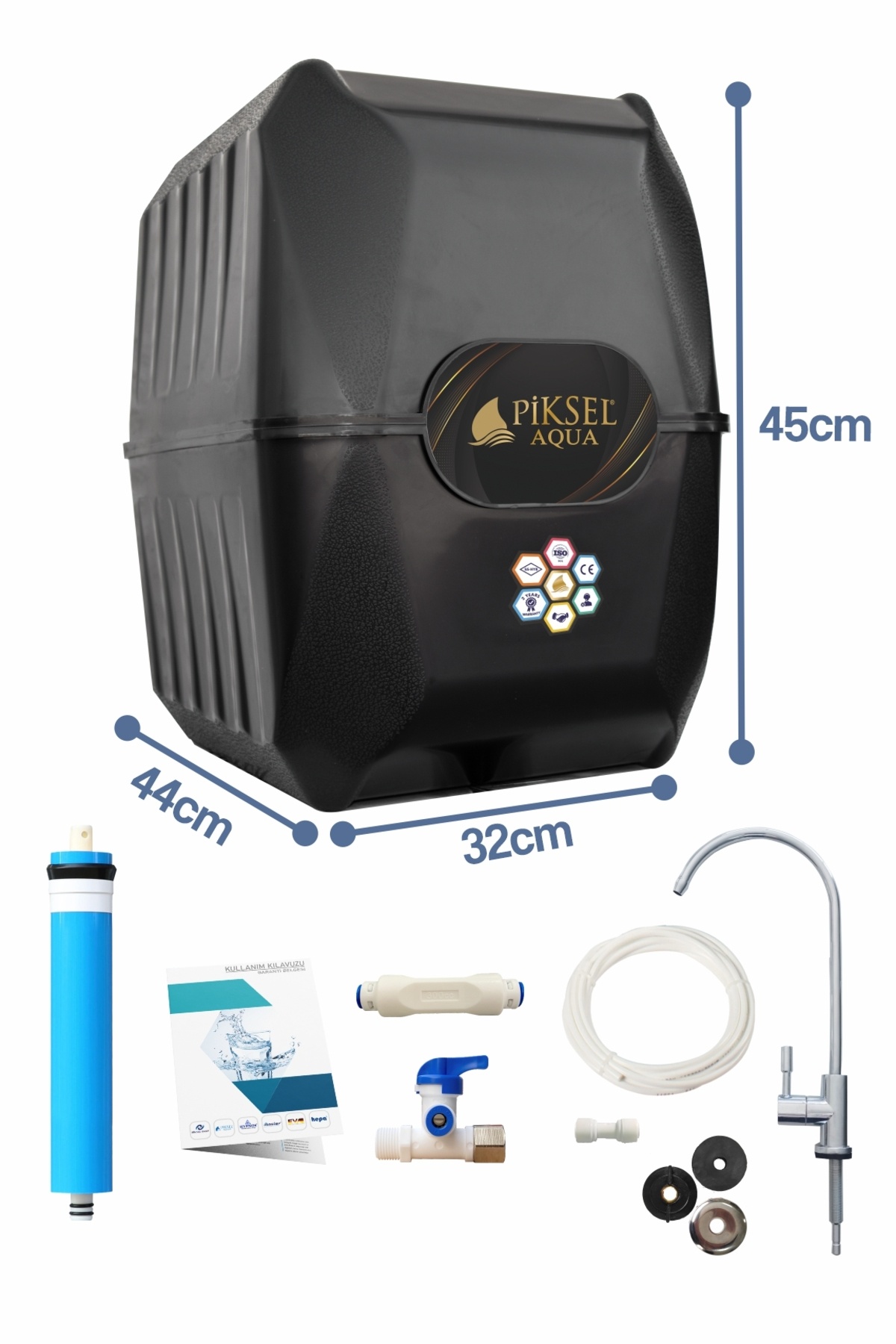 Piksel Aqua 5 Aşamalı Pompalı Std. Membranlı Çelik Tanklı Su Arıtma Cihazı