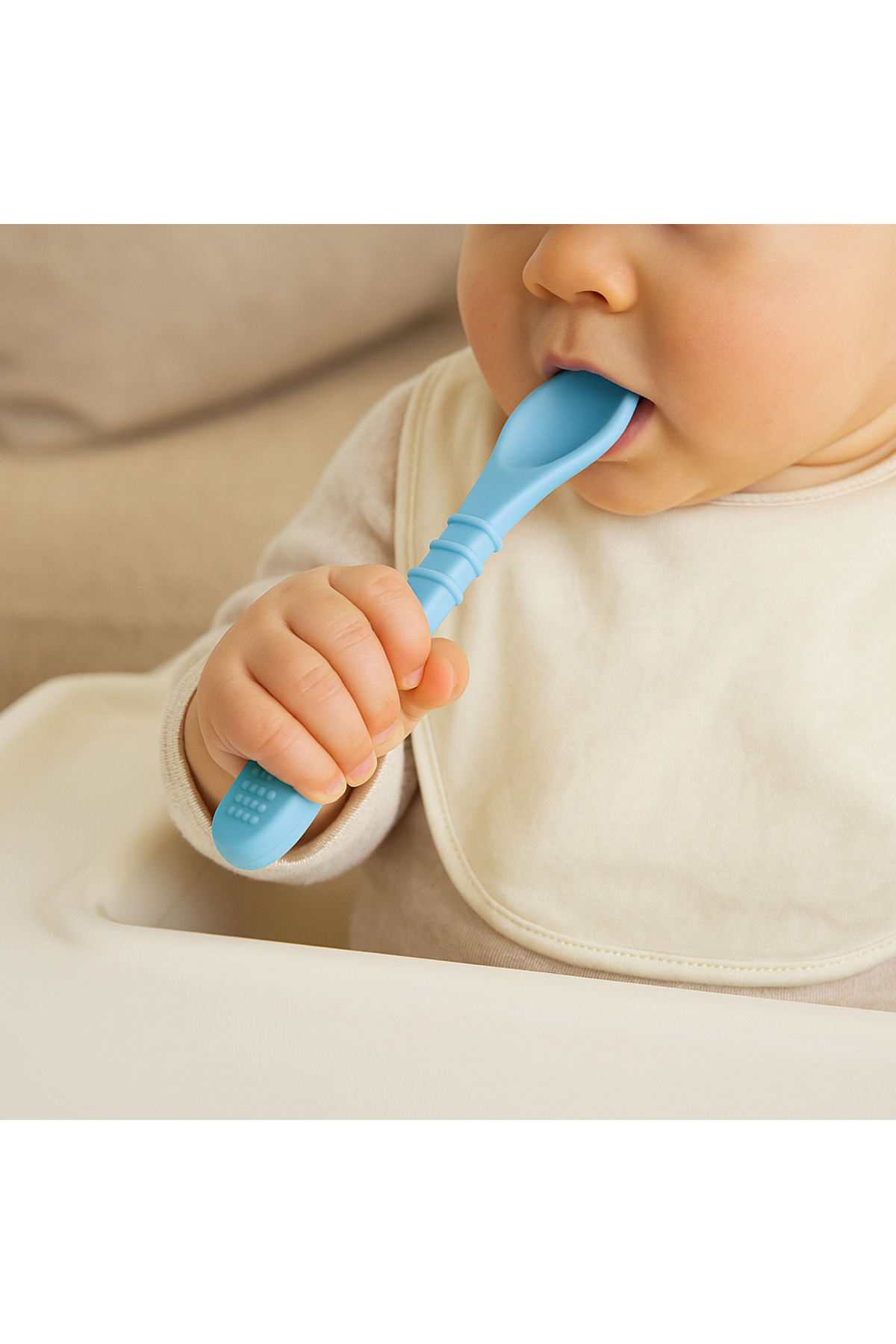 CKM silikon 2li Mavi Silikon Beslenme Set- vakumlu bölmeli tabak diş kaşıyıcı özellikli kaşık fotoğrafı 3 (önizleme)