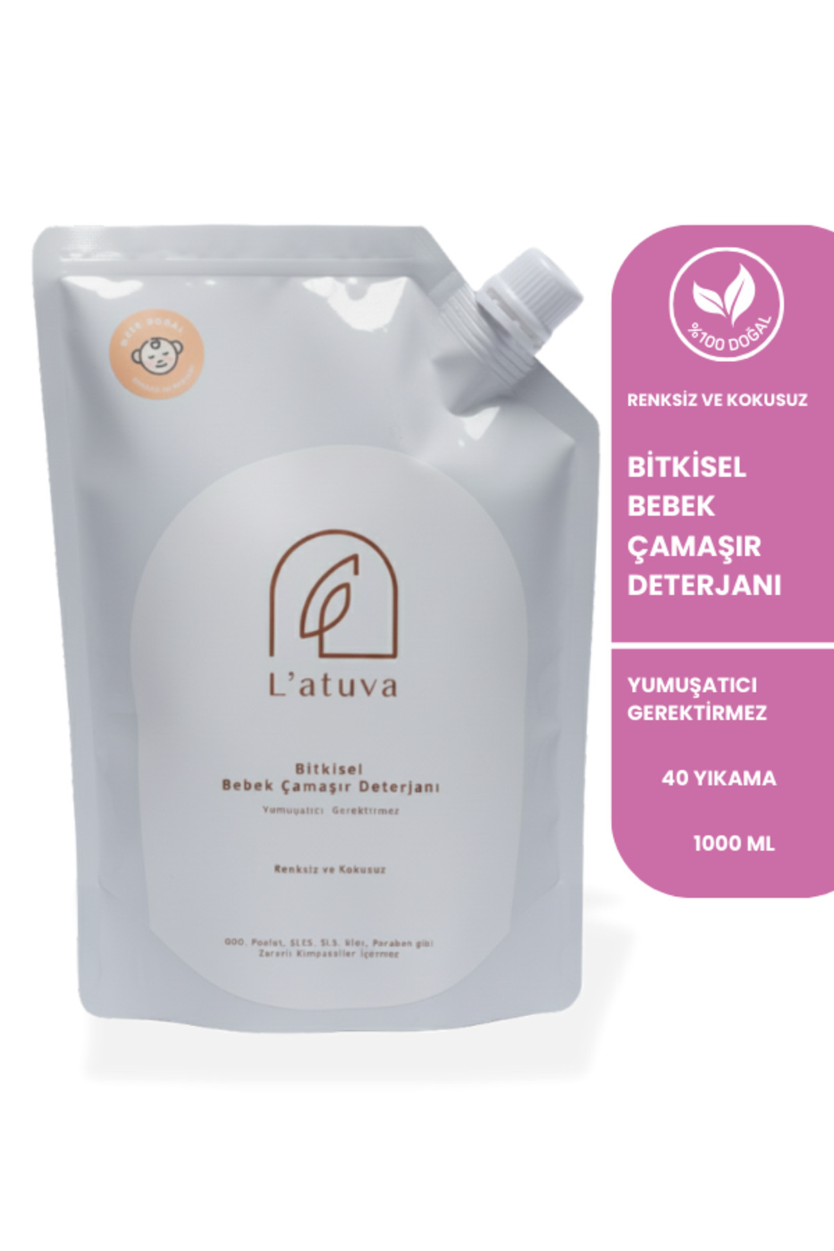 L'atuva %100 Doğal Bebek Çamaşır Deterjanı Kendinden Yumuşatıcılı 1000 ml