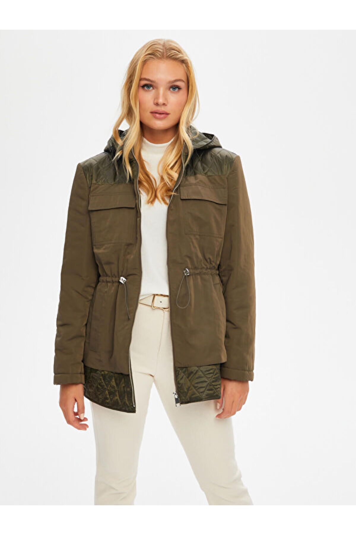 Faik Sönmez  Beli Tünelli Kapüşonlu Kapitone Kaban 69423 - Görsel 2