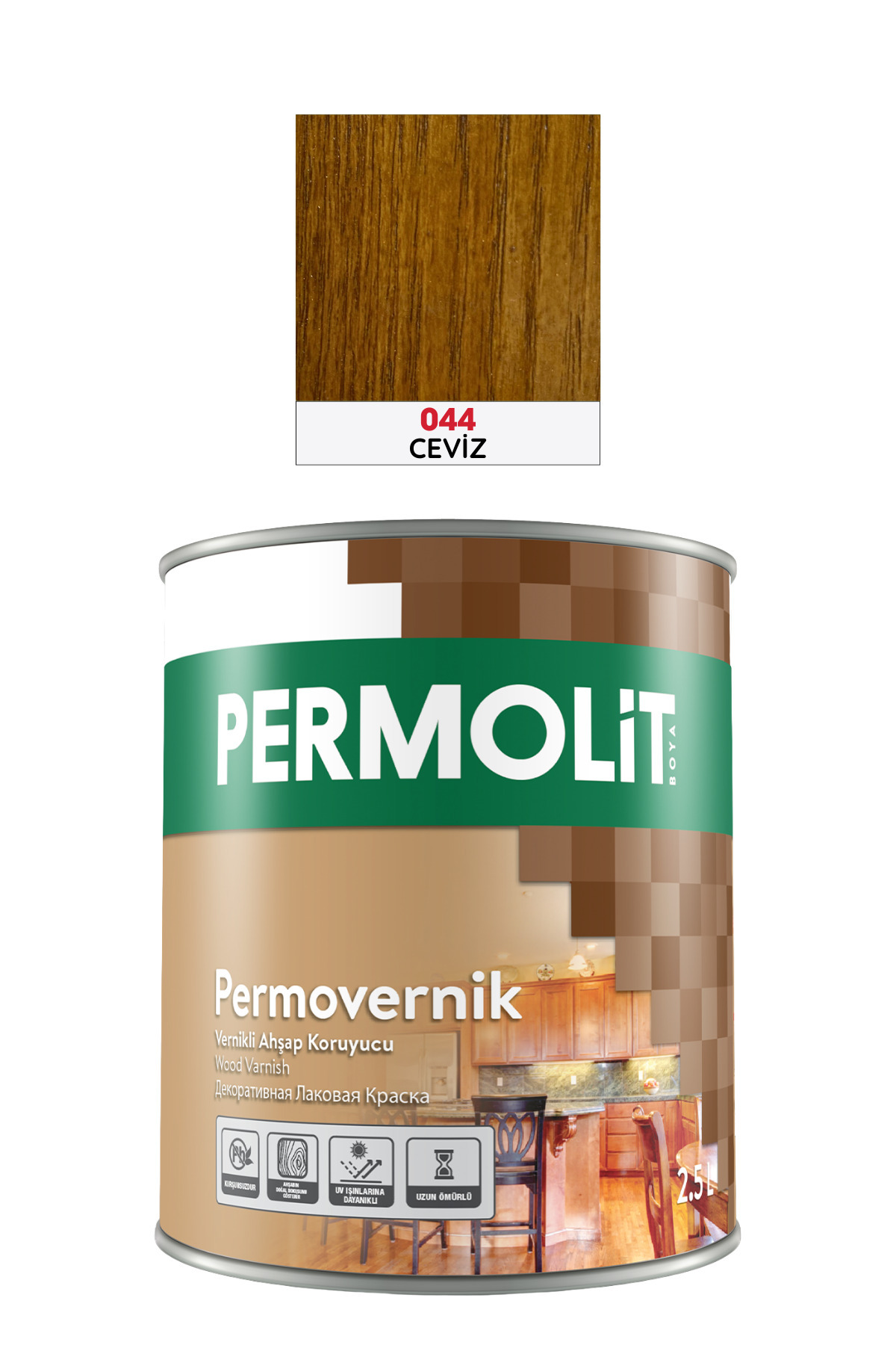Permolit Permovernik Vernikli Ahşap Koruyucu, Dekoratif Koruyucu Ahşap Verniği | 0,75L - 2,5L