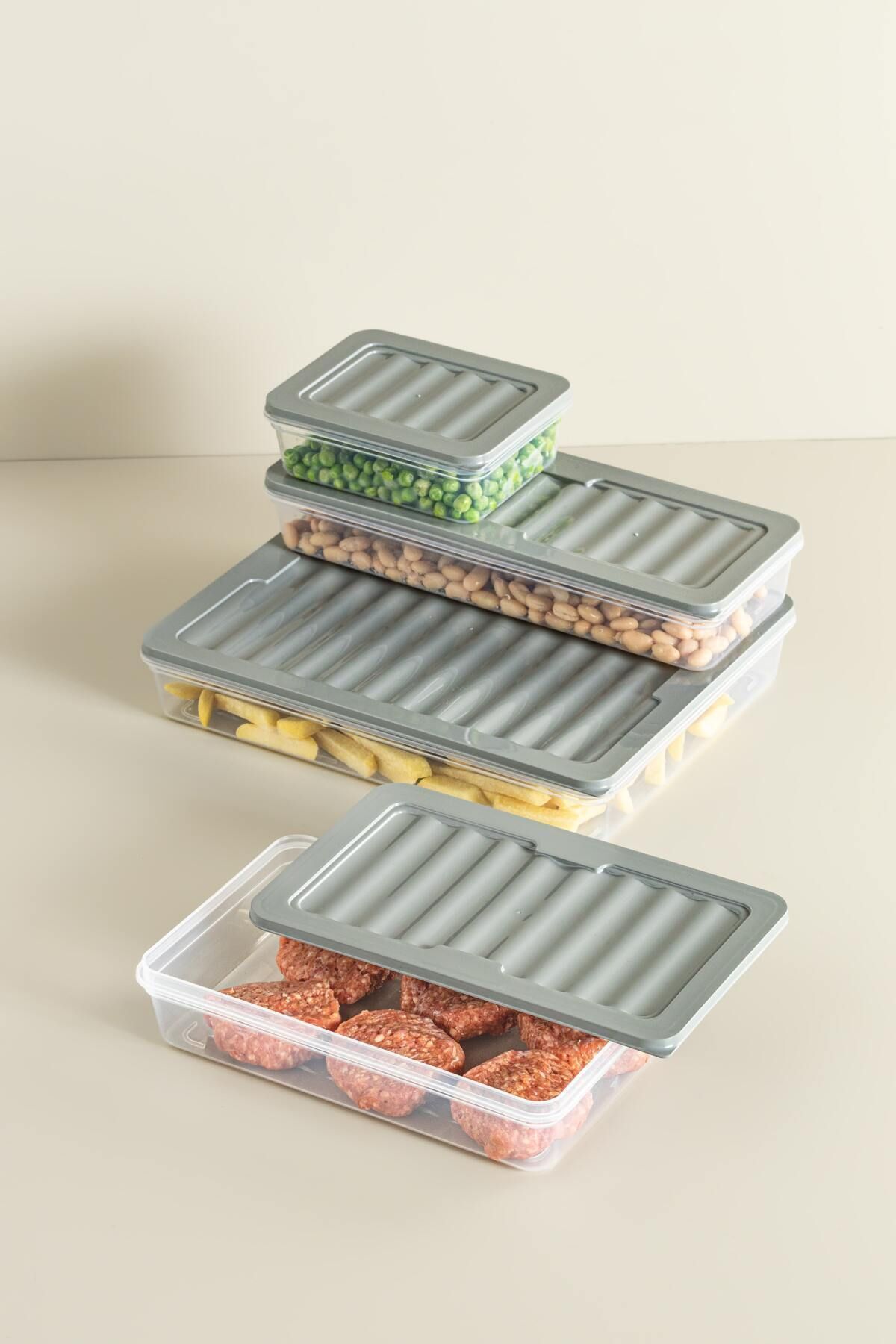 Nandy Home Комплект от 6 броя Freshbox - подходящ за микровълнова фурна и дифракция, 0,6 л сив контейнер за съхранение