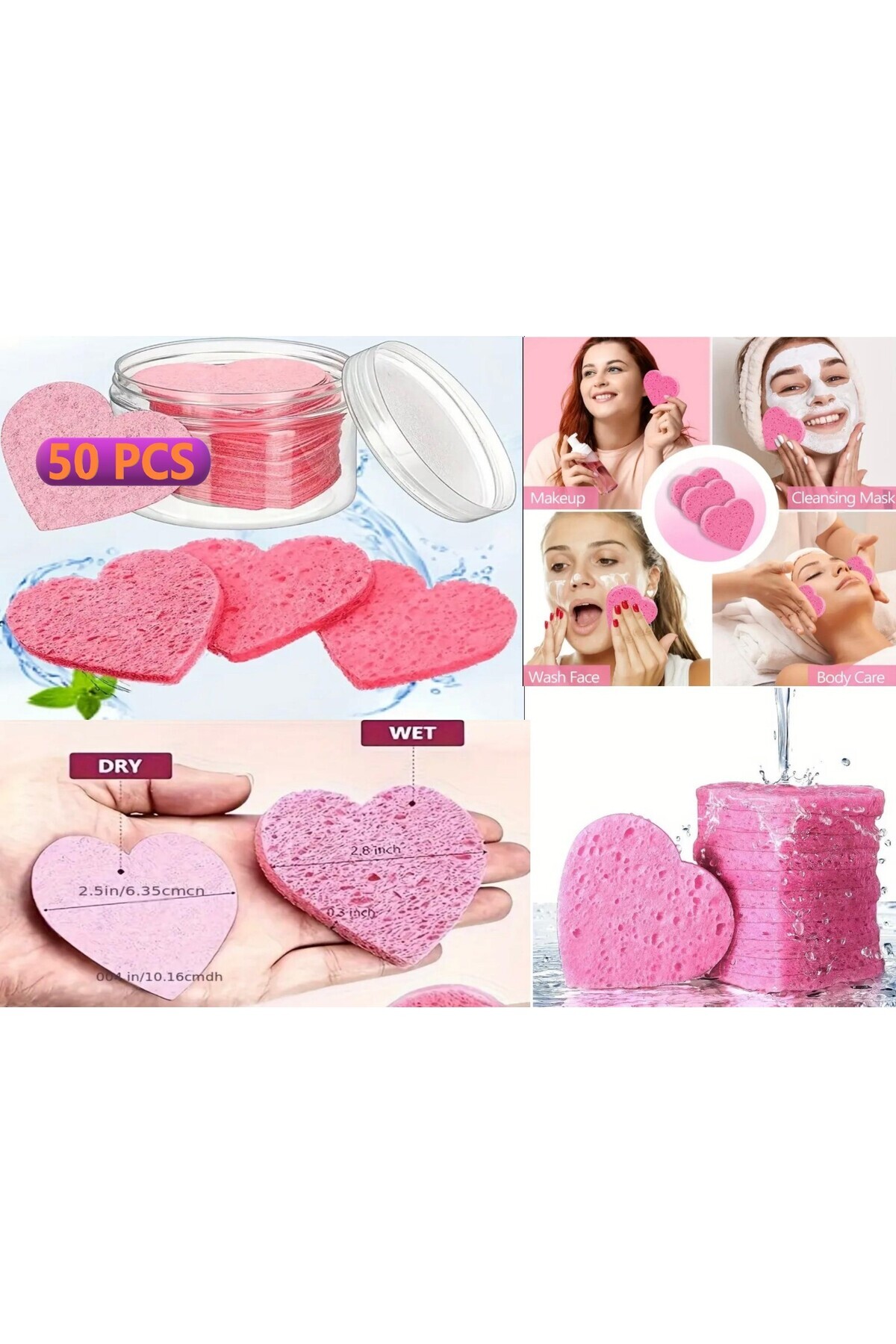 SİNKA Makyaj Peeling Temizleme%100 Doğal Spa Süngeri Sıkıştırılmış( 50 Adet )