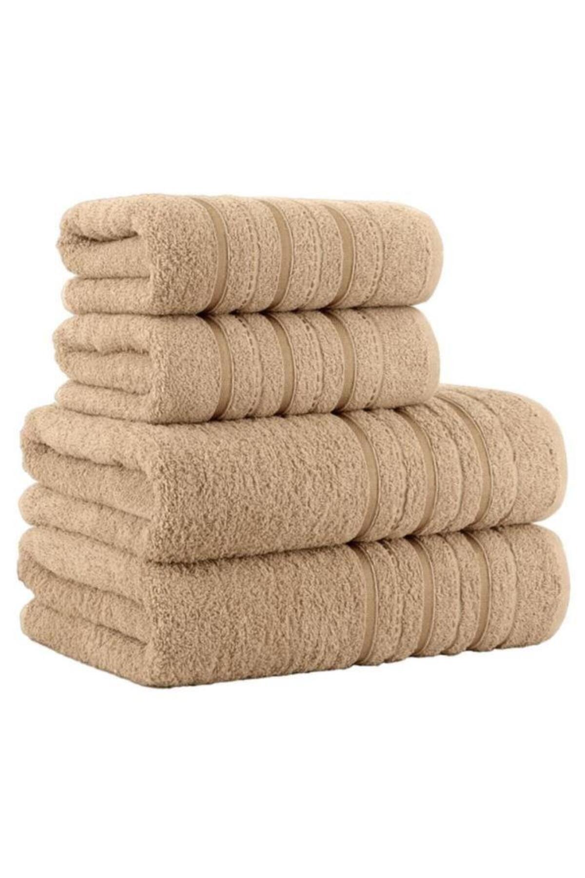 Acacia Set de prosoape de baie cu 4 piese - Prosop de mână de calitate premium, foarte absorbant, bej Dora - 70x140cmx2 / 50x90cmx2