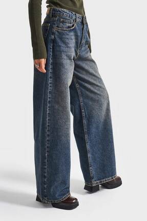 it's basic Kadın T.Kot Rengi 2w5-8 Palazzo Baggy Fit %100 Koton İç Boy 83cm D...