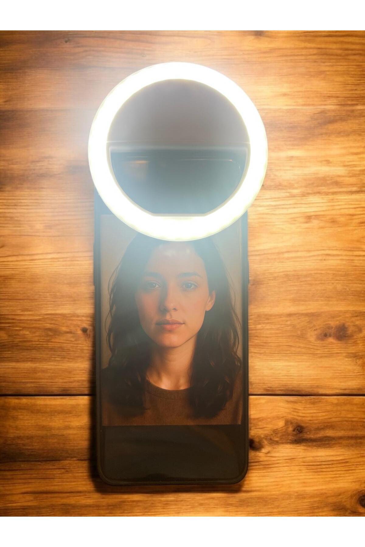 HAZELQUAKES LED IŞIKLI 3 KADEMELİ KLİPSLİ TELEFON SELFIE IŞIĞI (MİNİ LED RING LIGHT)