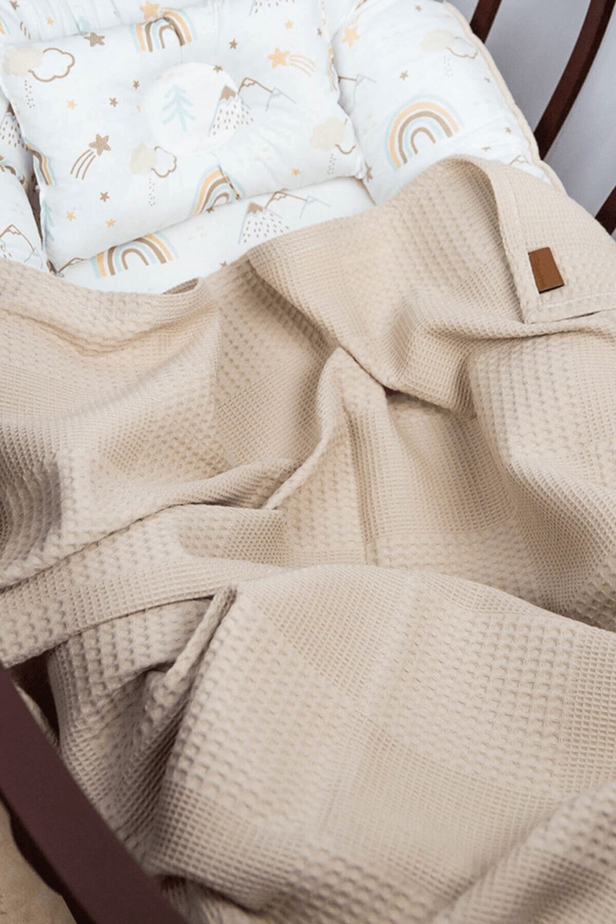 Babynest Bebek Pikesi Sütlü Kahve Renk Yeni 90x90cm fotoğrafı 3 (önizleme)