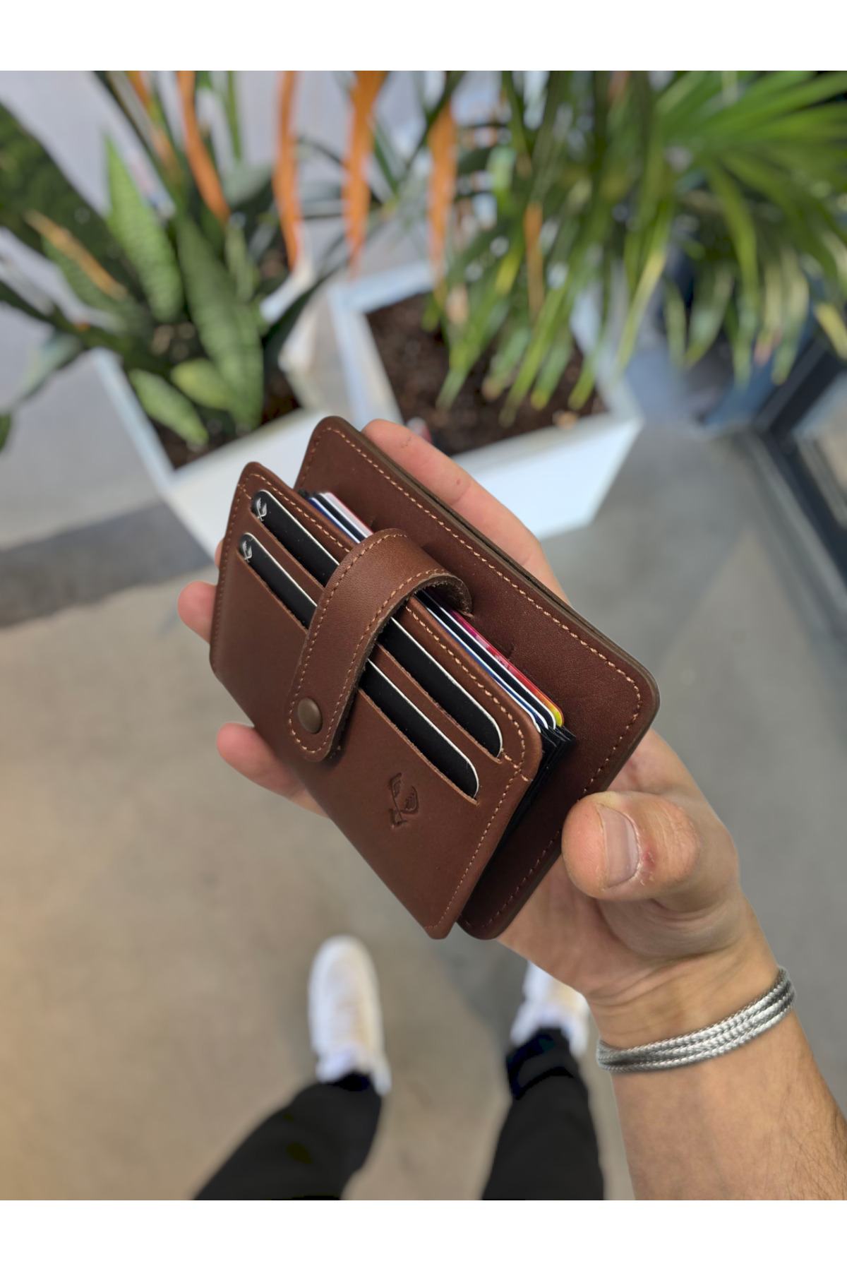 VİSSO  8600 Hakiki Deri Çıtçıtlı Kartlık Kimlik Bölmeli Kişiye Özel Bay Çanta KAHVE NAPA - Görsel 5