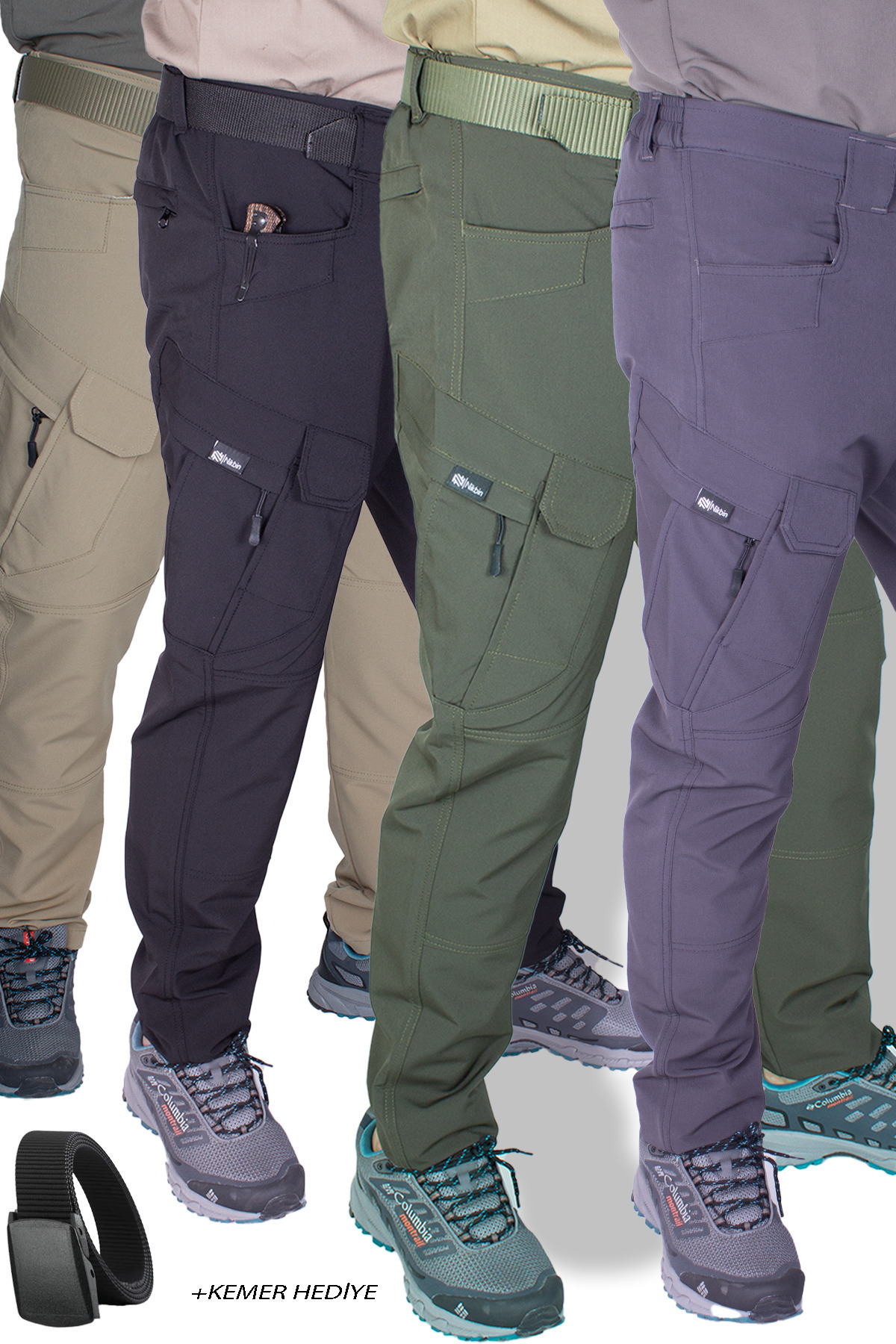 Nikbin 4ADET TAKTİK OUTDOOR PANTOLON LİKRALI (YAZLIK) siyah-hakiyeşil-füme-bej