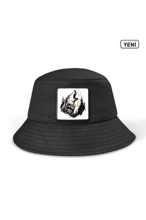 BlackBörk Kurt Logolu Bucket Siyah Şapka