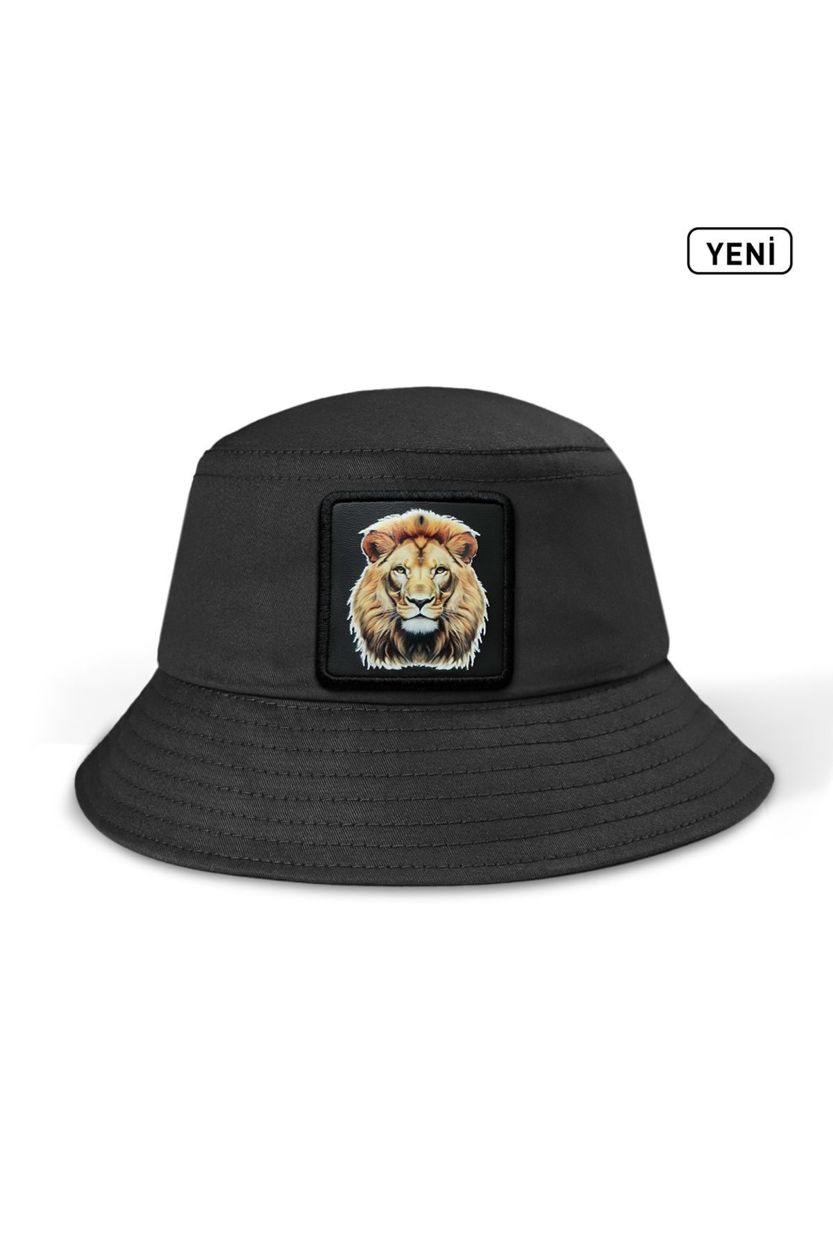 Bucket Black Hat with Lion Logo