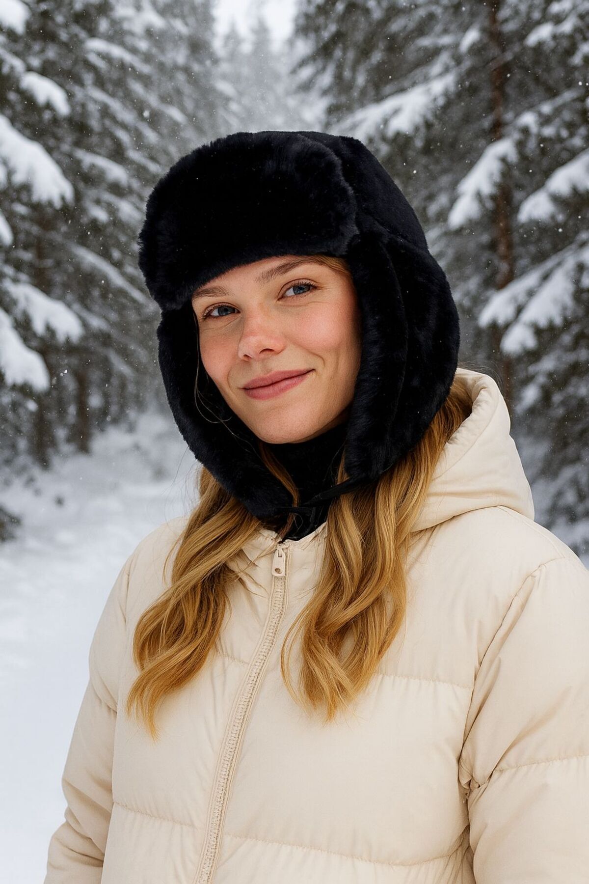 Axesoire 12806 Klipsli Peluş Siyah Pilot Şapka Bere