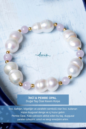 Deniz Doğal Taş Sertifikalı İnci Pembe Opal Doğal Taş Bileklik