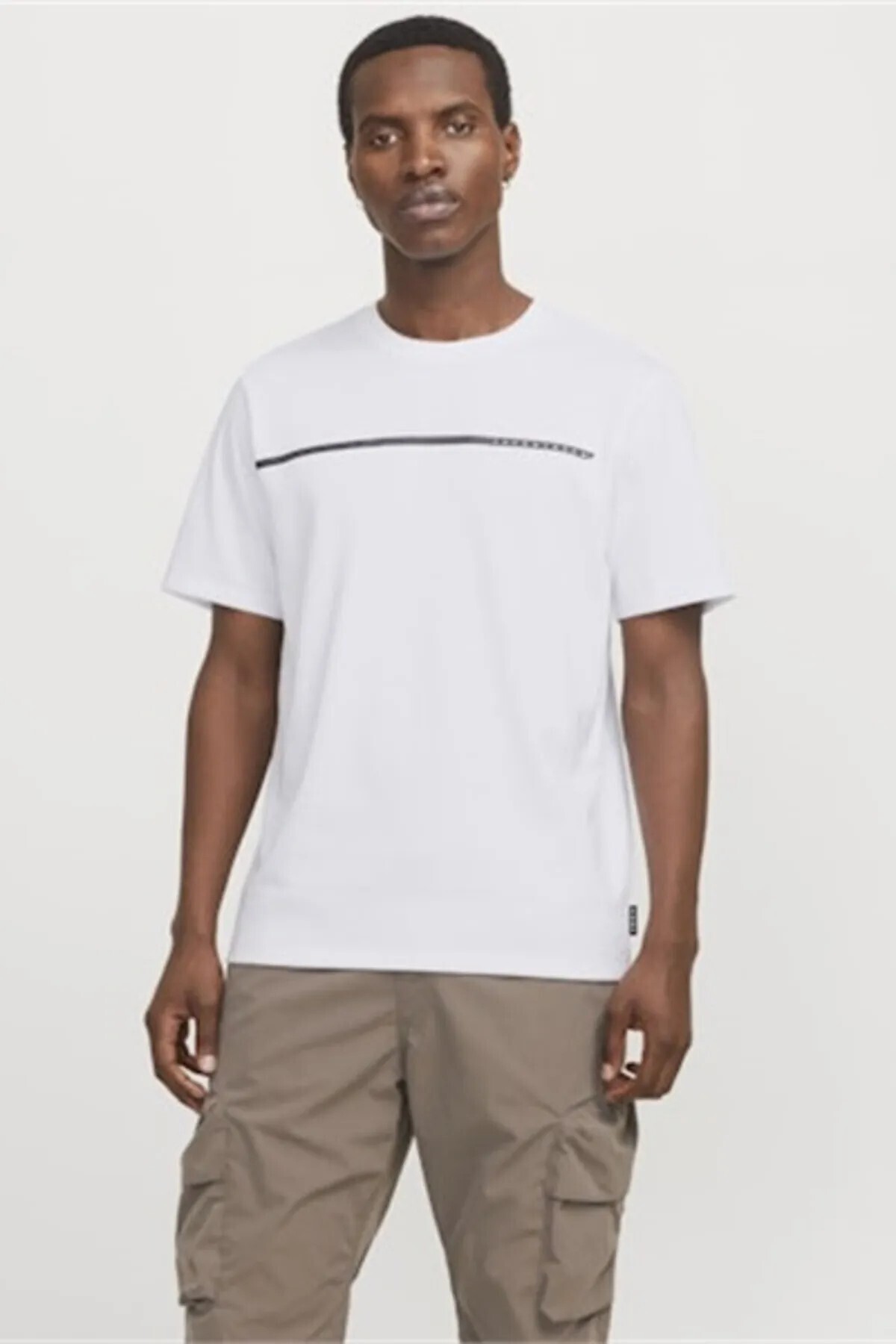 جک اند جونز تی شرت مردانه سفید Jcofusion Full Branding Tee Ss Crew Noos 12273120-Brightwhi