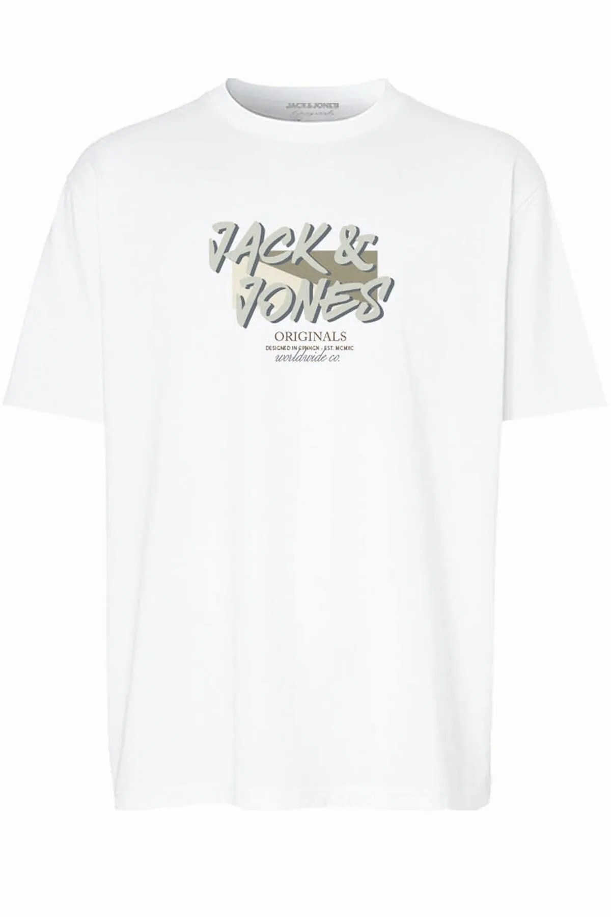 تیشرت مردانه سفید Jorvarenna مدل SS یقه گرد، کد 12277944-Brightwhi جک اند جونز تی شرت Jack & Jones
