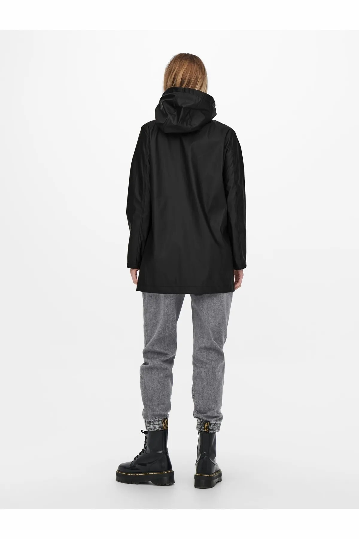 ONLY Kadin Siyah Onlelisa Raincoat Otw Noos Mont 15261734-Black görsel 2