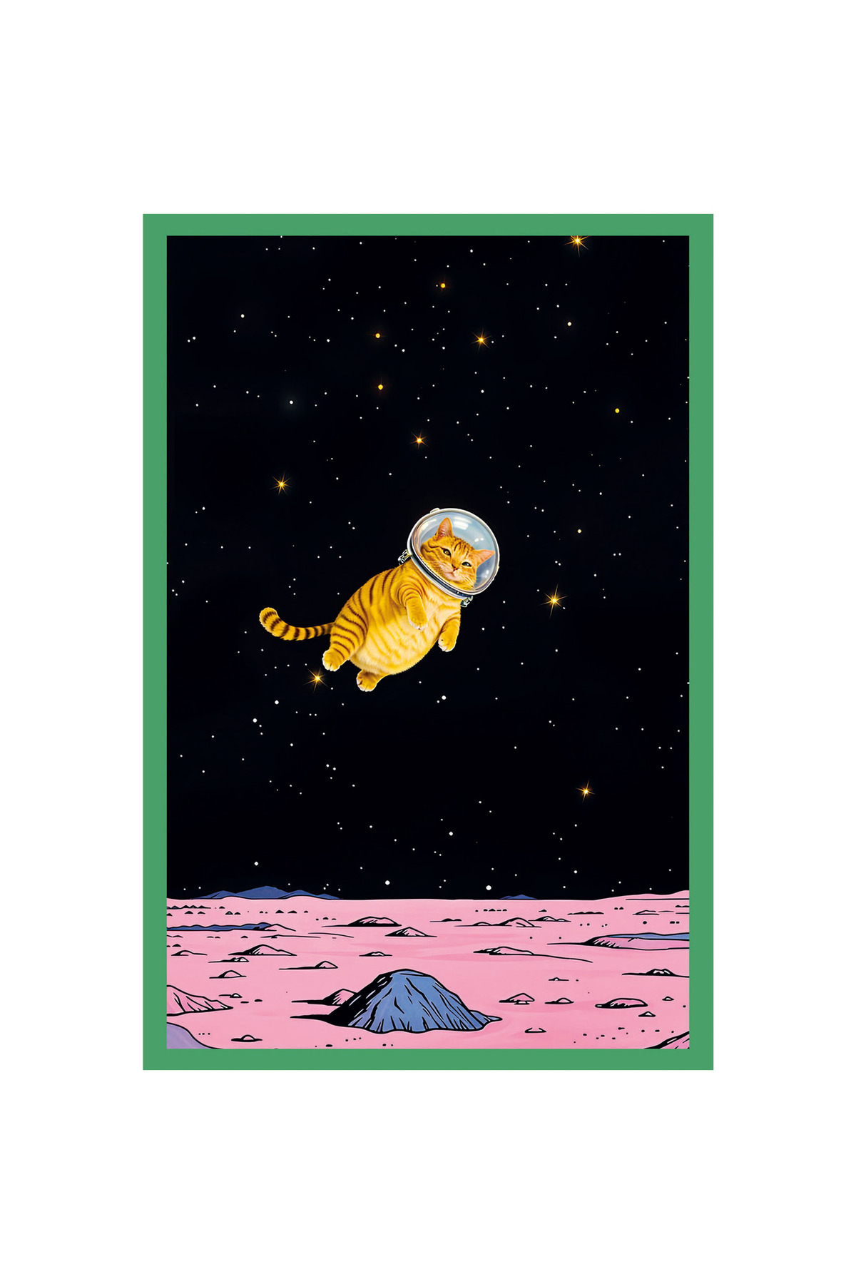 Hi Kami Sevimli Kedi Çizimli Kartpostallar ve Hediye Not Kartları | Astronot Kedi Uzay Macerası 10 x 15 cm