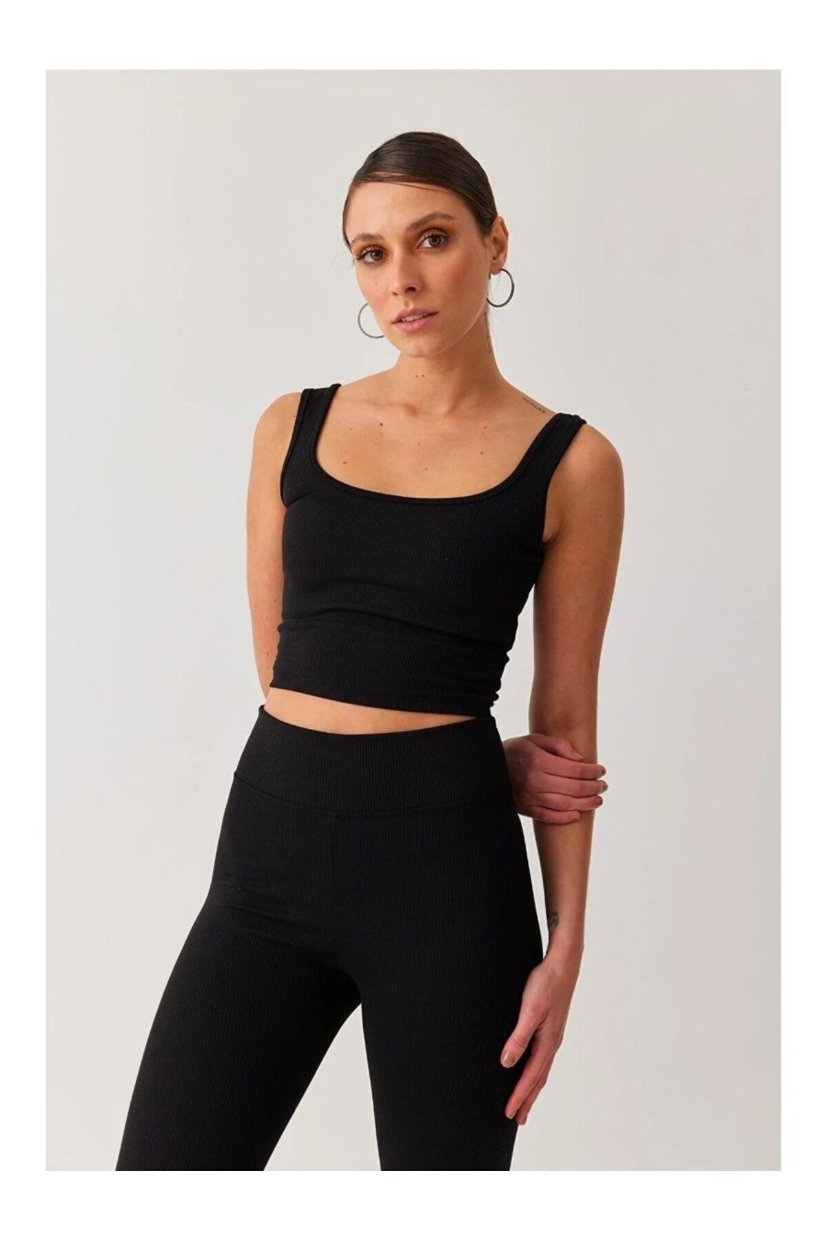 MİSTİRİK Marsala Model Kadın Atlet Örme Seamless Esnek Model Siyah Renk görsel 7
