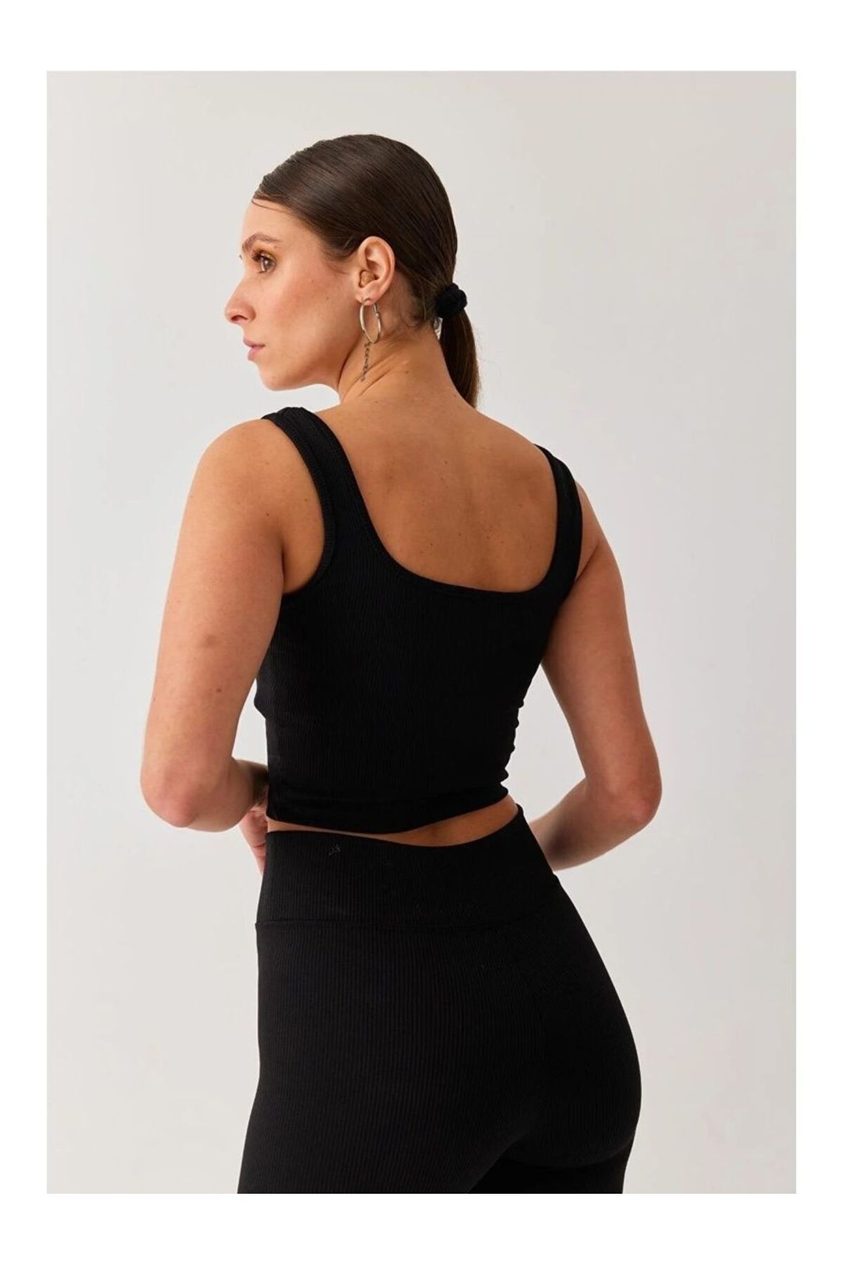 MİSTİRİK Marsala Model Kadın Atlet Örme Seamless Esnek Model Siyah Renk görsel 6