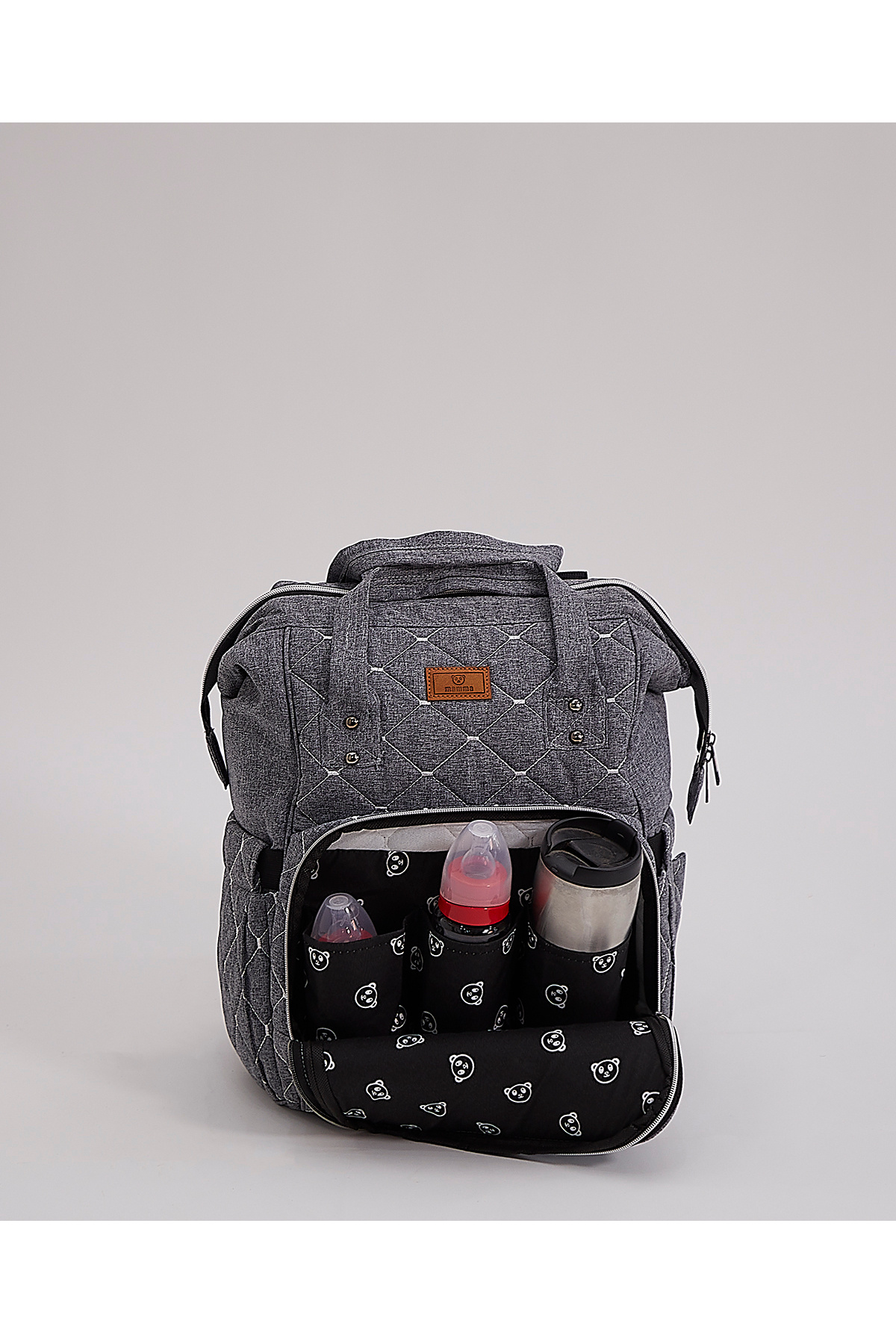 ATS Mamma Premium Anne Bebek Bakım Sırt Çantası Termal Biberonluk Ve Bebek Arabası Askı Aparatı - Gri fotoğrafı 2 (önizleme)