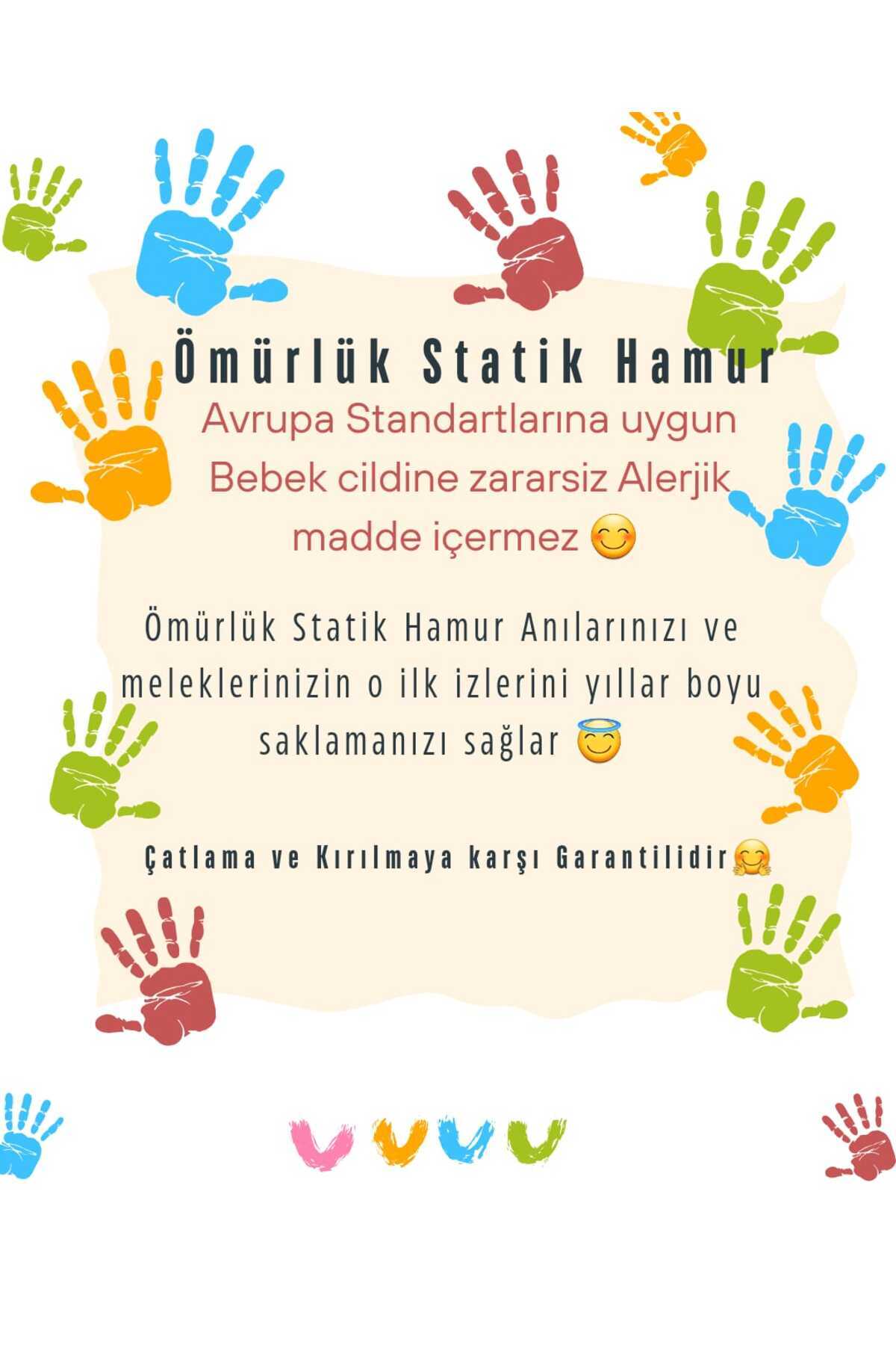 STATİK HAMUR Bebek El Ayak Izi Beyaz, çerçeveli hatıra Seti (Orjinal Ürün) fotoğrafı 3 (önizleme)