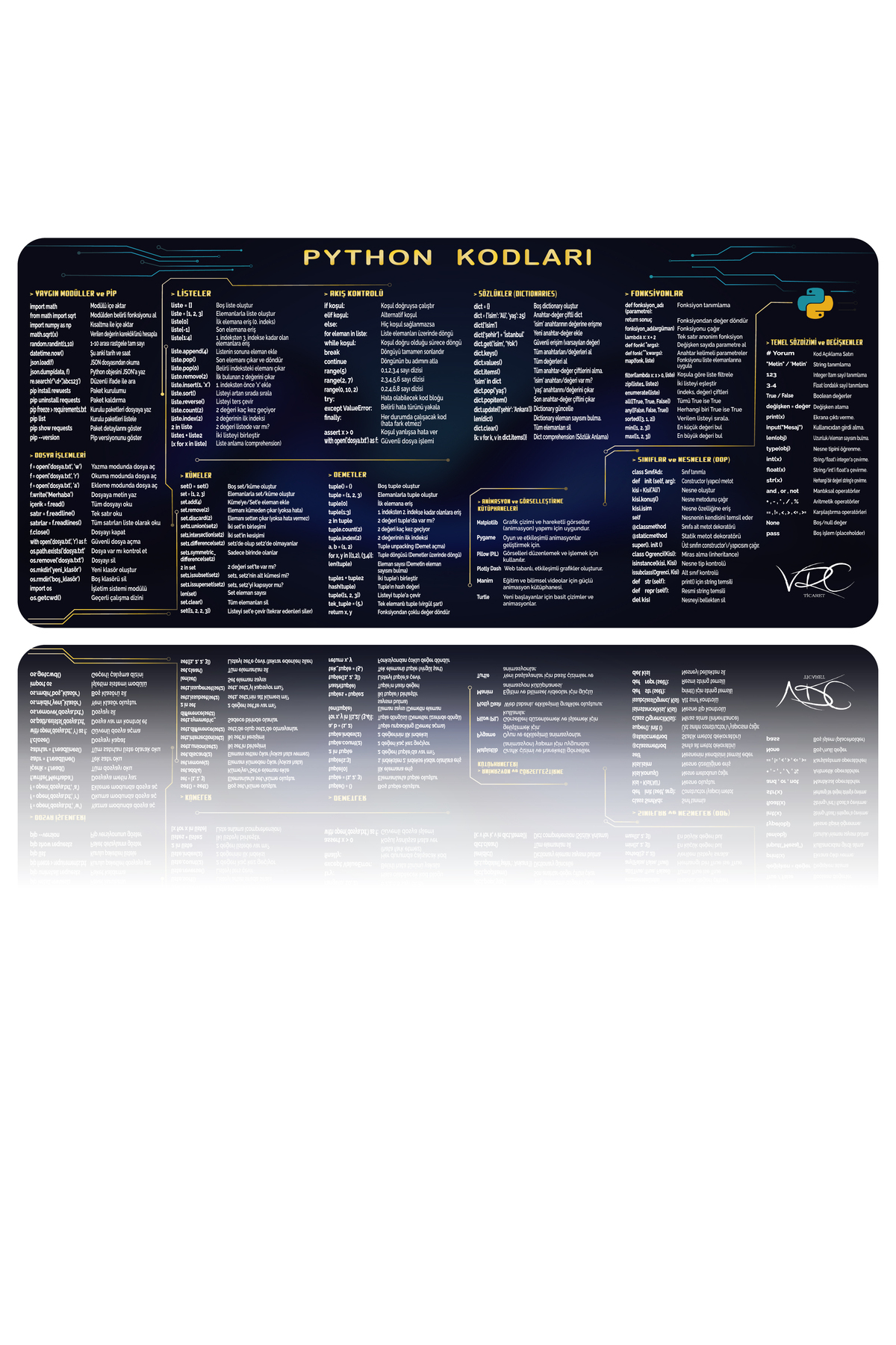 Python Mousepad 80x40Cm Kaymaz Kauçuk Taban