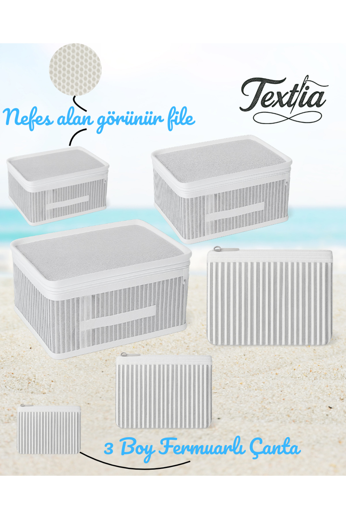 Textia Home 6'lı Bebek Bakım Çantası Hastane Çıkış Doğum Çantası - Çizgili fotoğrafı 3 (önizleme)