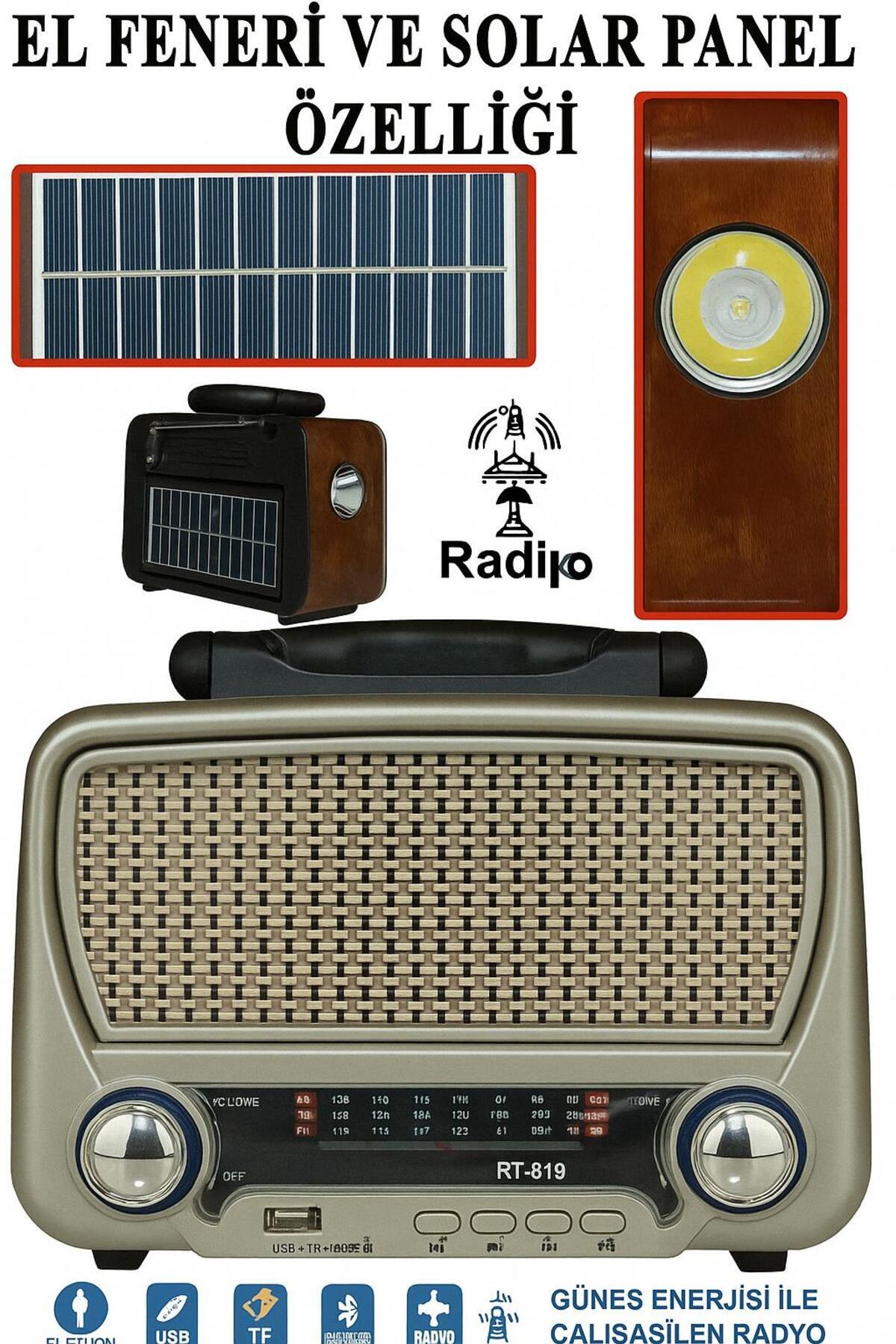 kar-bul Nostalji Görünümlü 819 Güneş Enerjili Solar Radyo Fm,aux,usb Müzik Çalar