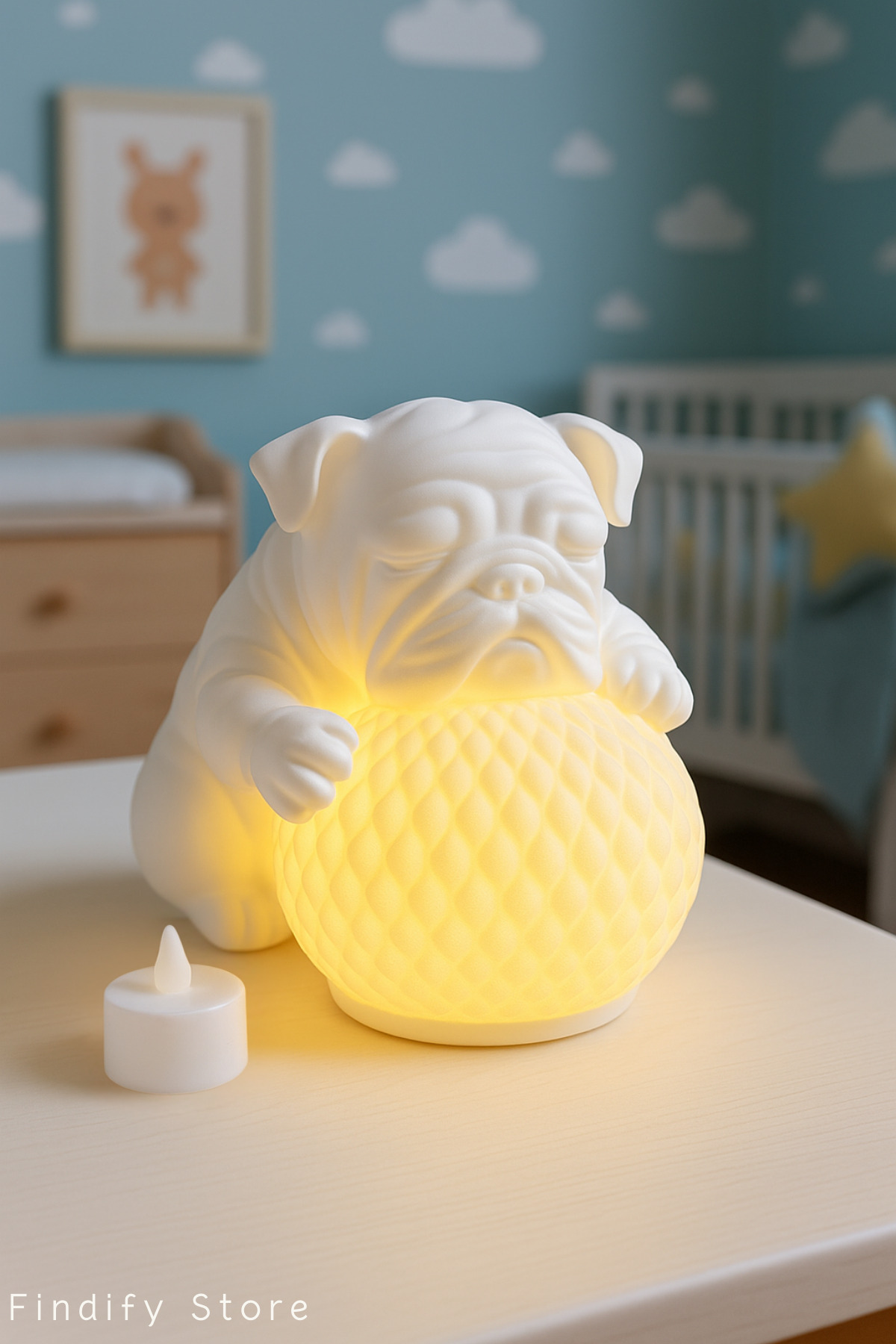 Findify Store Çocuk Bebek Odası 3D Gece Lambası Bulldog LED Işıklı Pilli ve Kablosuz Sevimli Figürlü 18 x 18 cm fotoğrafı 6 (önizleme)