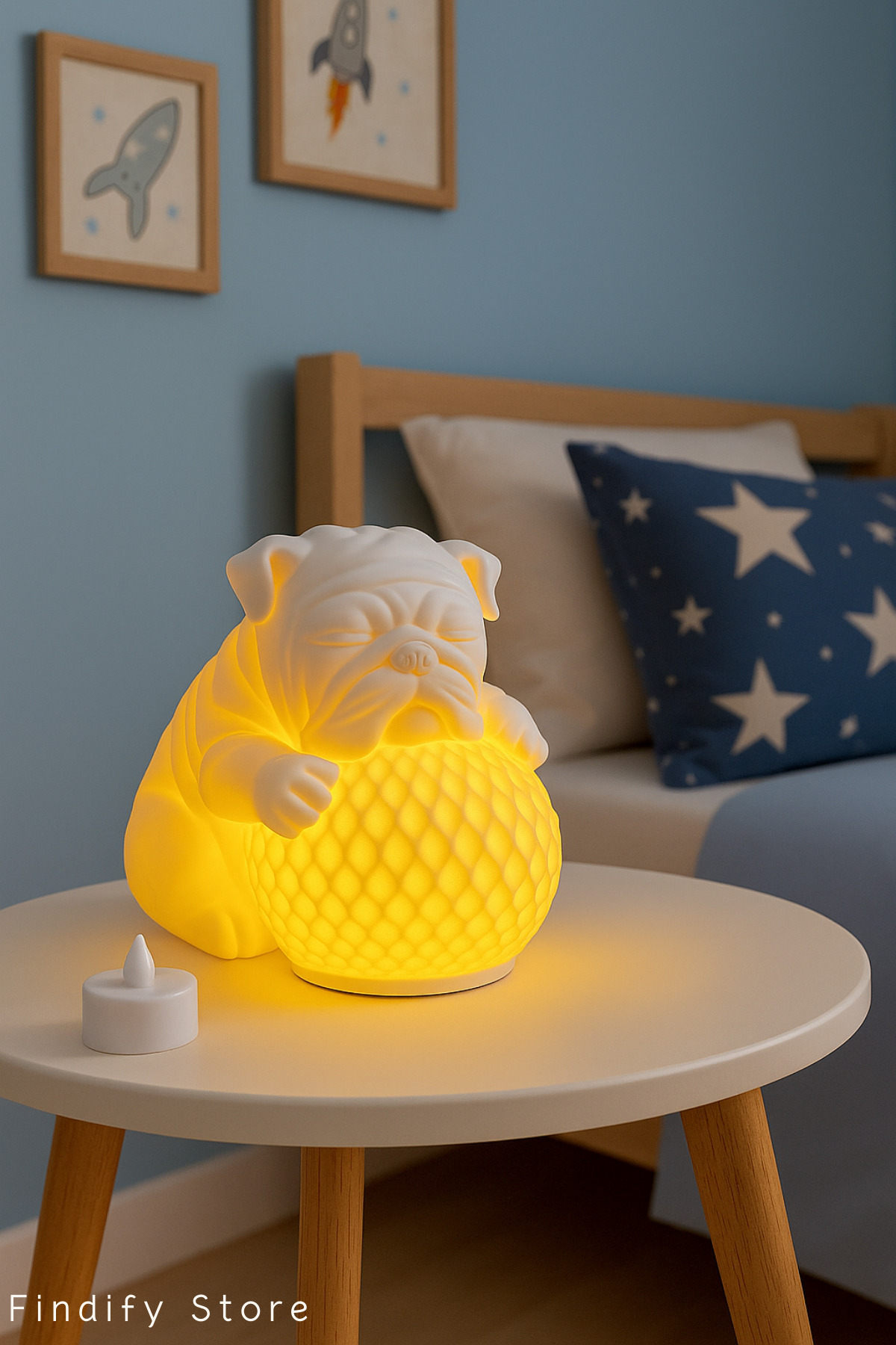 Findify Store Çocuk Bebek Odası 3D Gece Lambası Bulldog LED Işıklı Pilli ve Kablosuz Sevimli Figürlü 18 x 18 cm fotoğrafı 2 (önizleme)