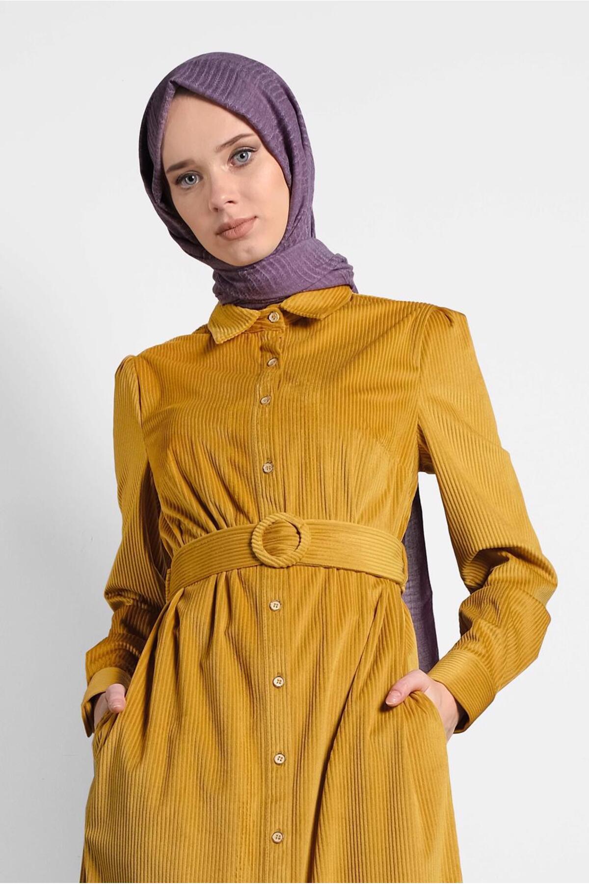 آلوینا لباس مخملی با کمربند 40331