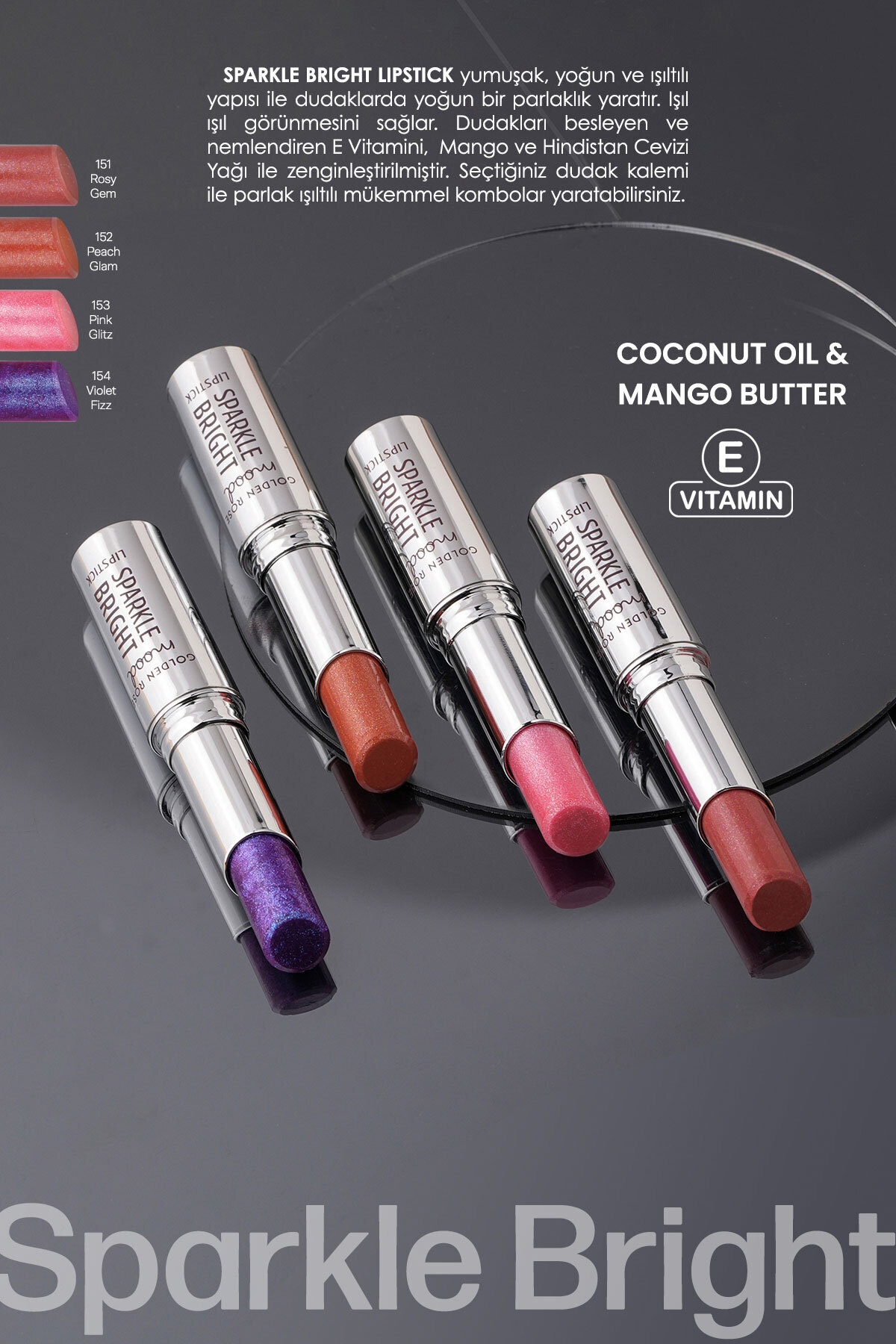 Mood Sparkle Bright Lipstick - 153 Pink Glitz - Işıltılı&Parlak Bitişli Pembe Ruj — صورتی SPL_1 — تصویر 6 از 6