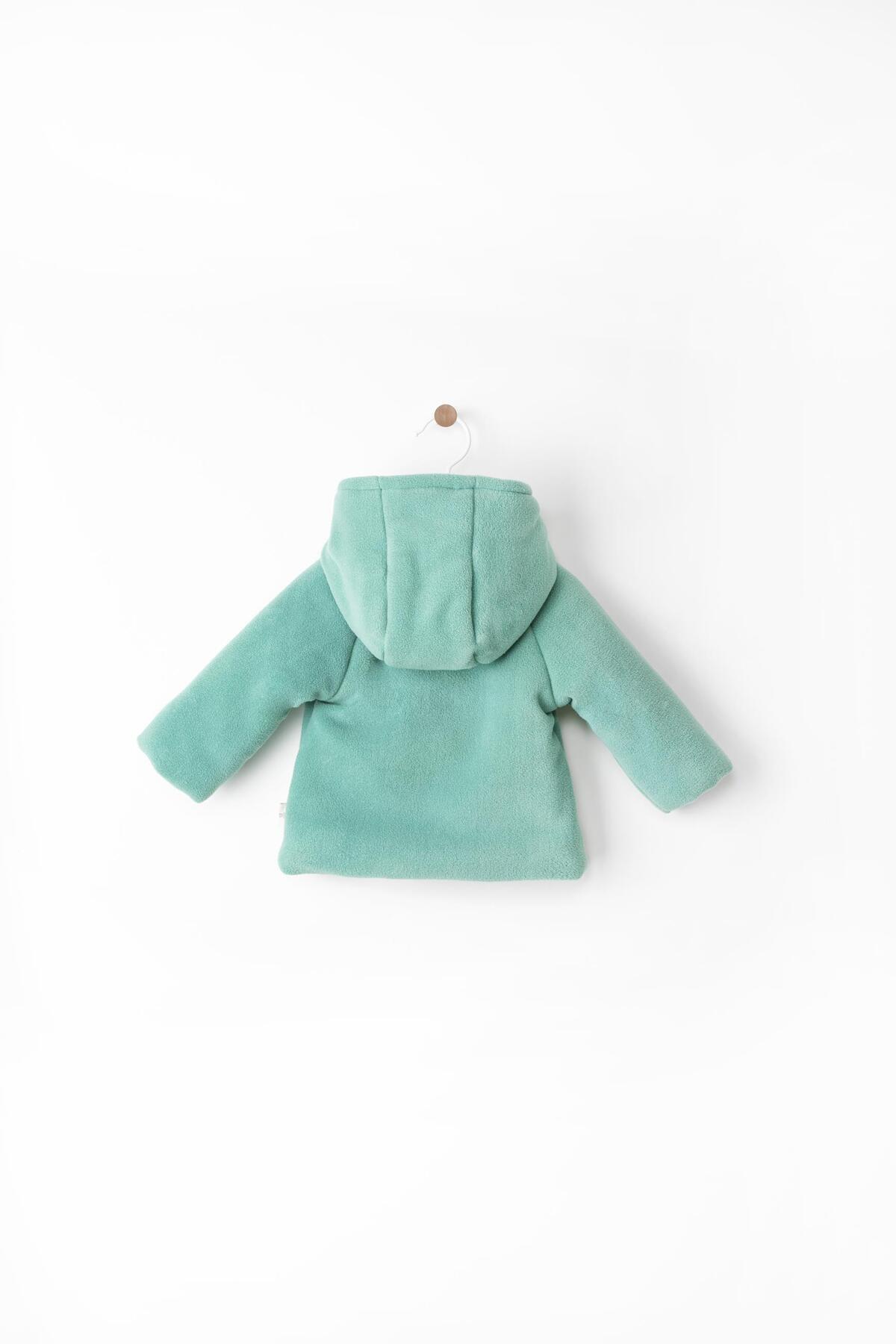 Babydola 0-2 Yaş 2.5 Tog Pamuk Astarlı Polar Kapşonlu Erkek Bebek Çocuk Kaban Mint 12522 fotoğrafı 2 (önizleme)