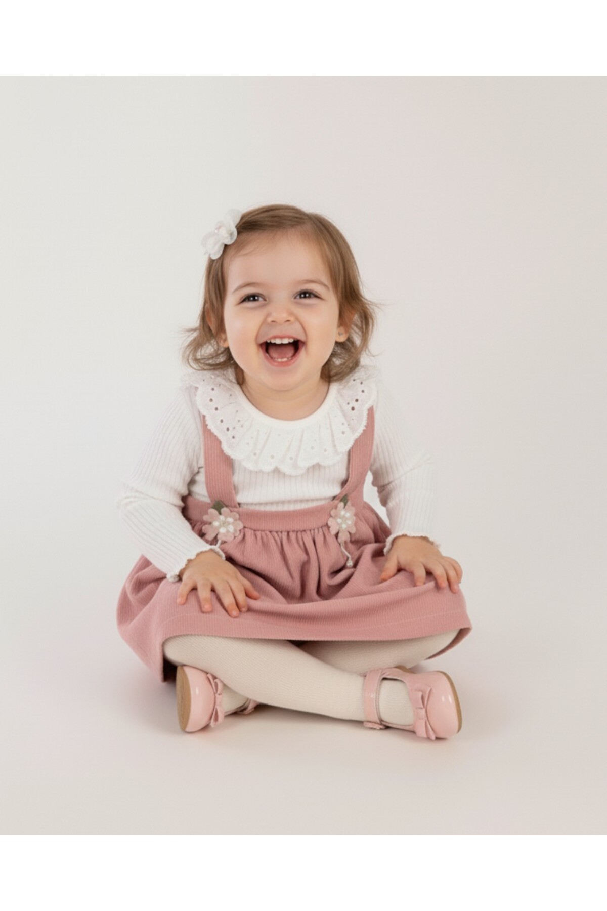 voyyo kids baby Kız Bebek Dantel Yakalı Fitilli Doku Mevsimlik Salopet Elbise, Doğum Günü ve Özel Gün Elbisesi fotoğrafı 2 (önizleme)