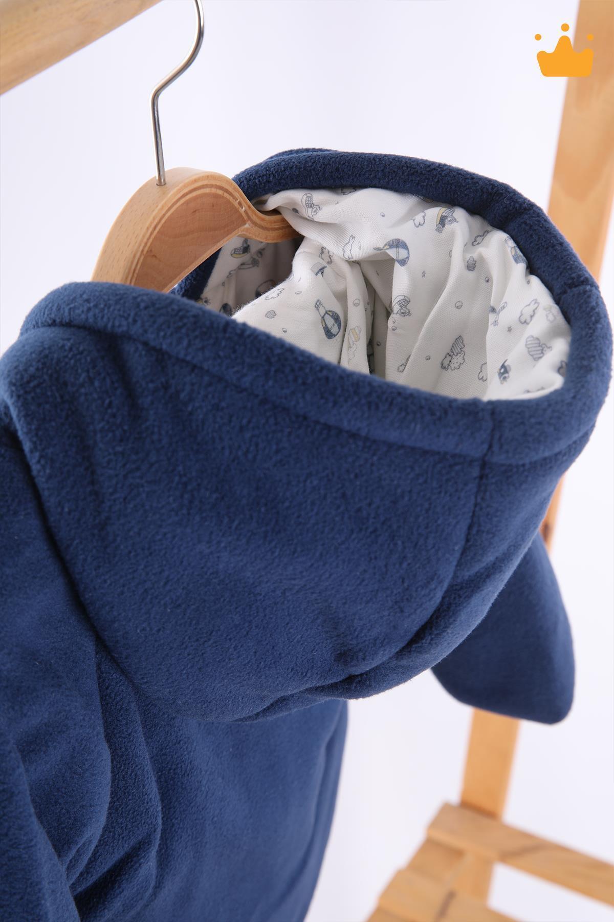 Babydola 0-2 Yaş 2.5 Tog Pamuk Astarlı Polar Kapşonlu Erkek Bebek Çocuk Kaban Lacivert 12522 fotoğrafı 6 (önizleme)