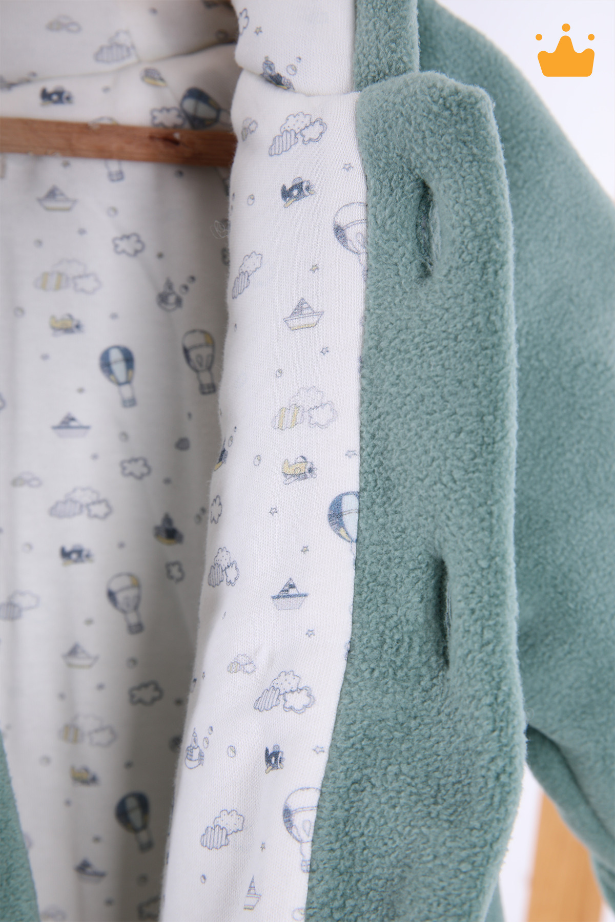 Babydola 0-2 Yaş 2.5 Tog Pamuk Astarlı Polar Kapşonlu Erkek Bebek Çocuk Kaban Mint 12522 fotoğrafı 3 (önizleme)