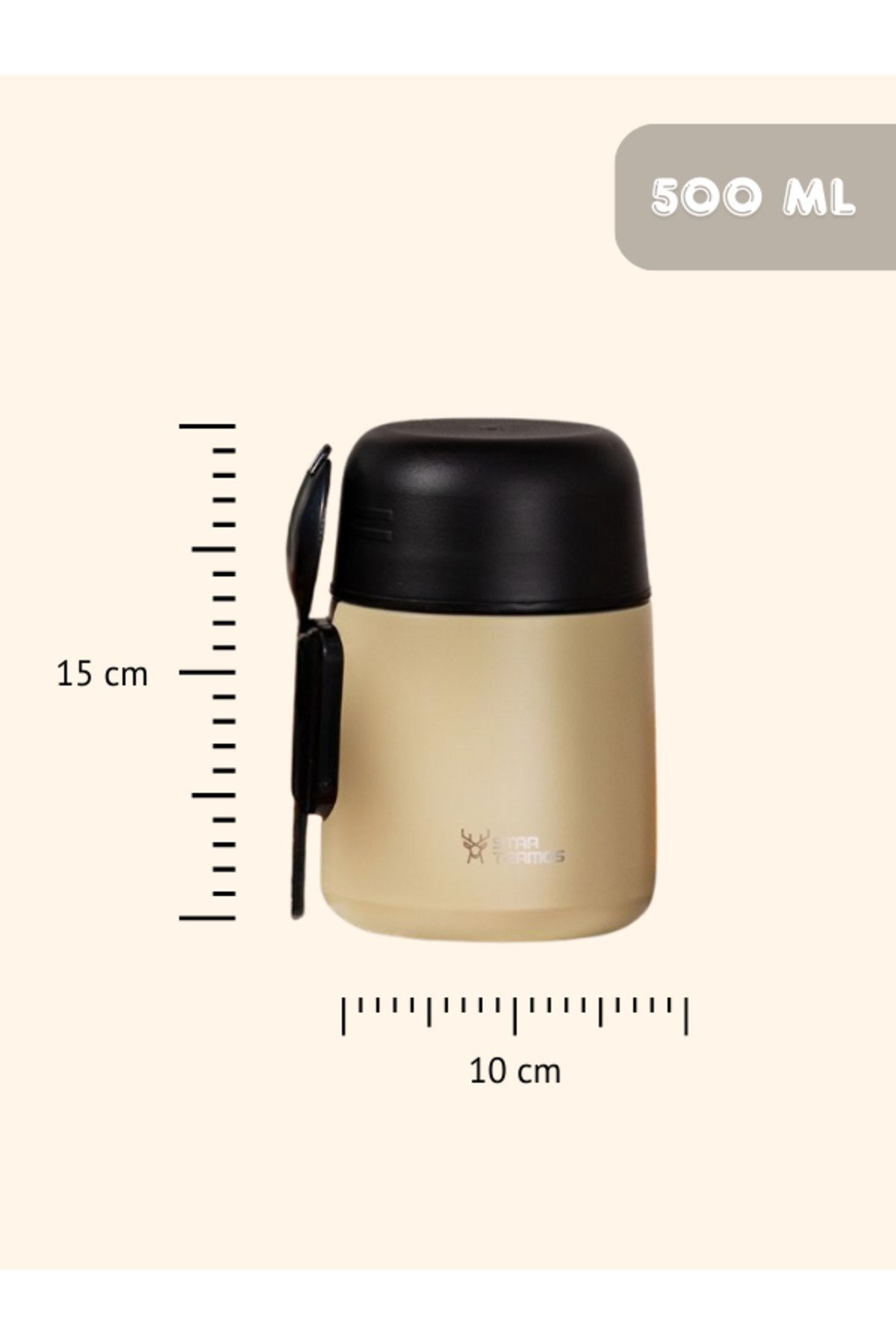 Star Termos Yemek & Mama Termosu 500 ml - Krem | 8 Saat Sıcak, 12 Saat Soğuk 48 Saat Buz Tutma fotoğrafı 7 (önizleme)