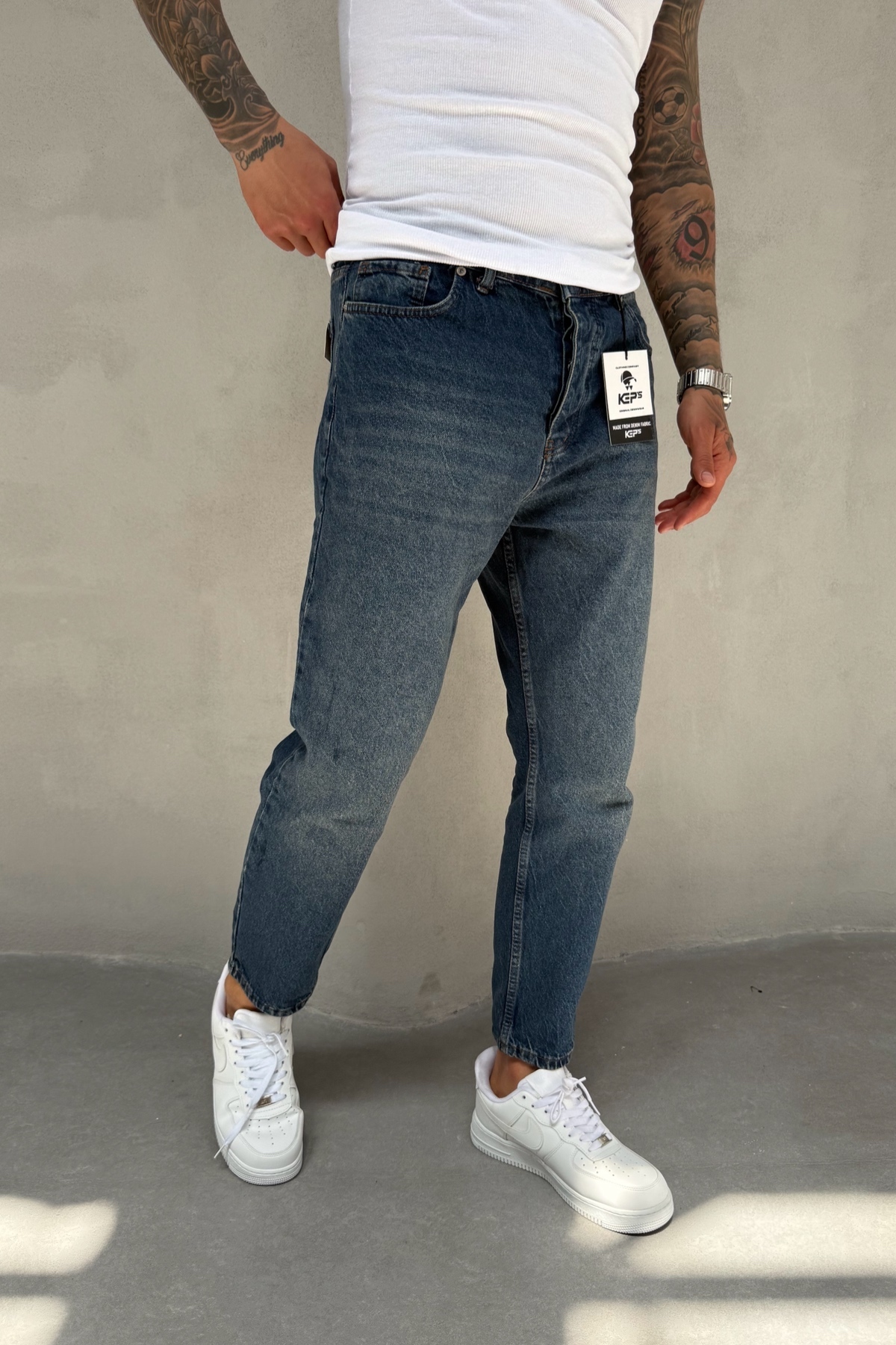 MADZEYMODA  Erkek Boyfriend Kalıp Mavi Jean Kot Pantolon KE-309 - Görsel 4